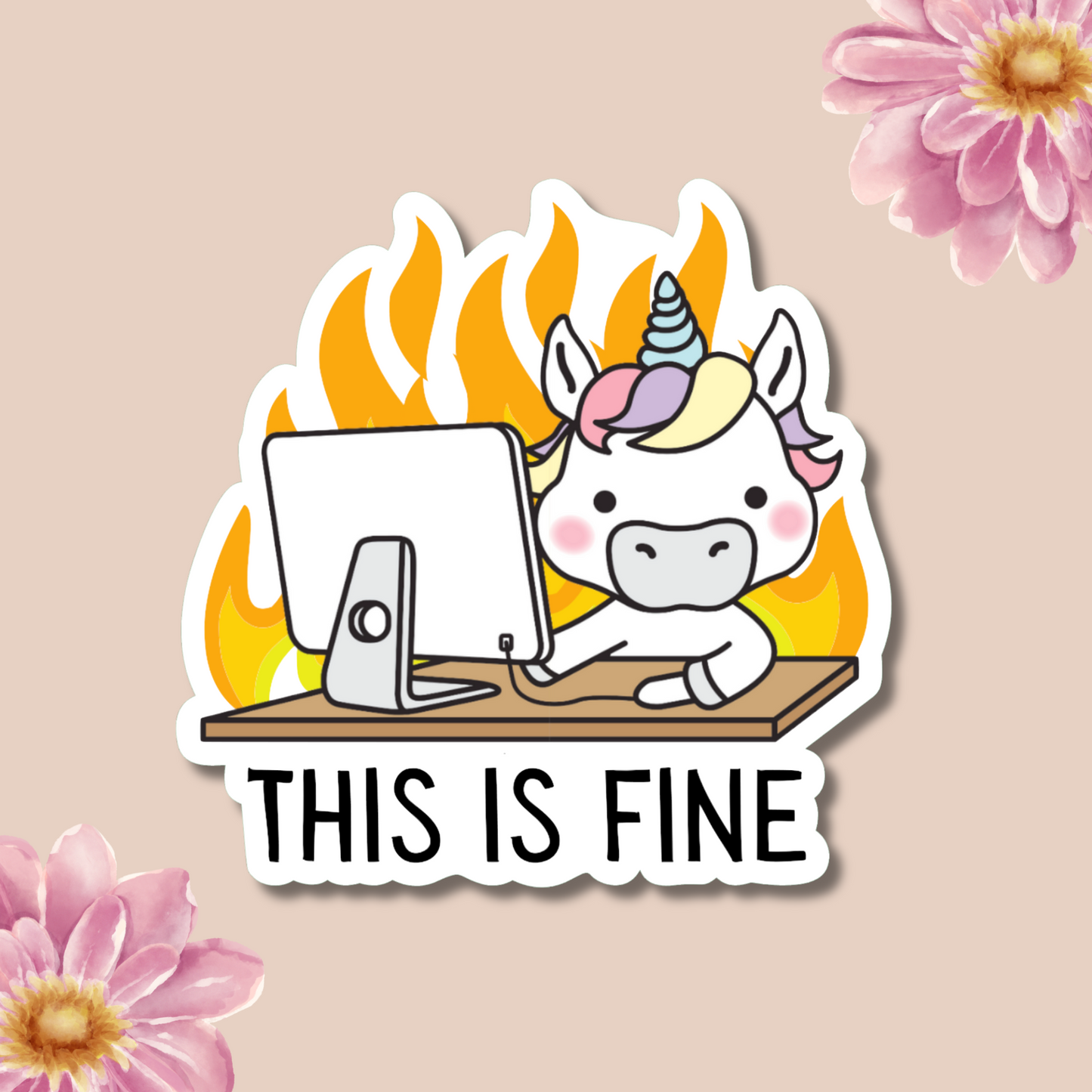 This is Fine - Deadline Hell Unicorn Vinyl Decal