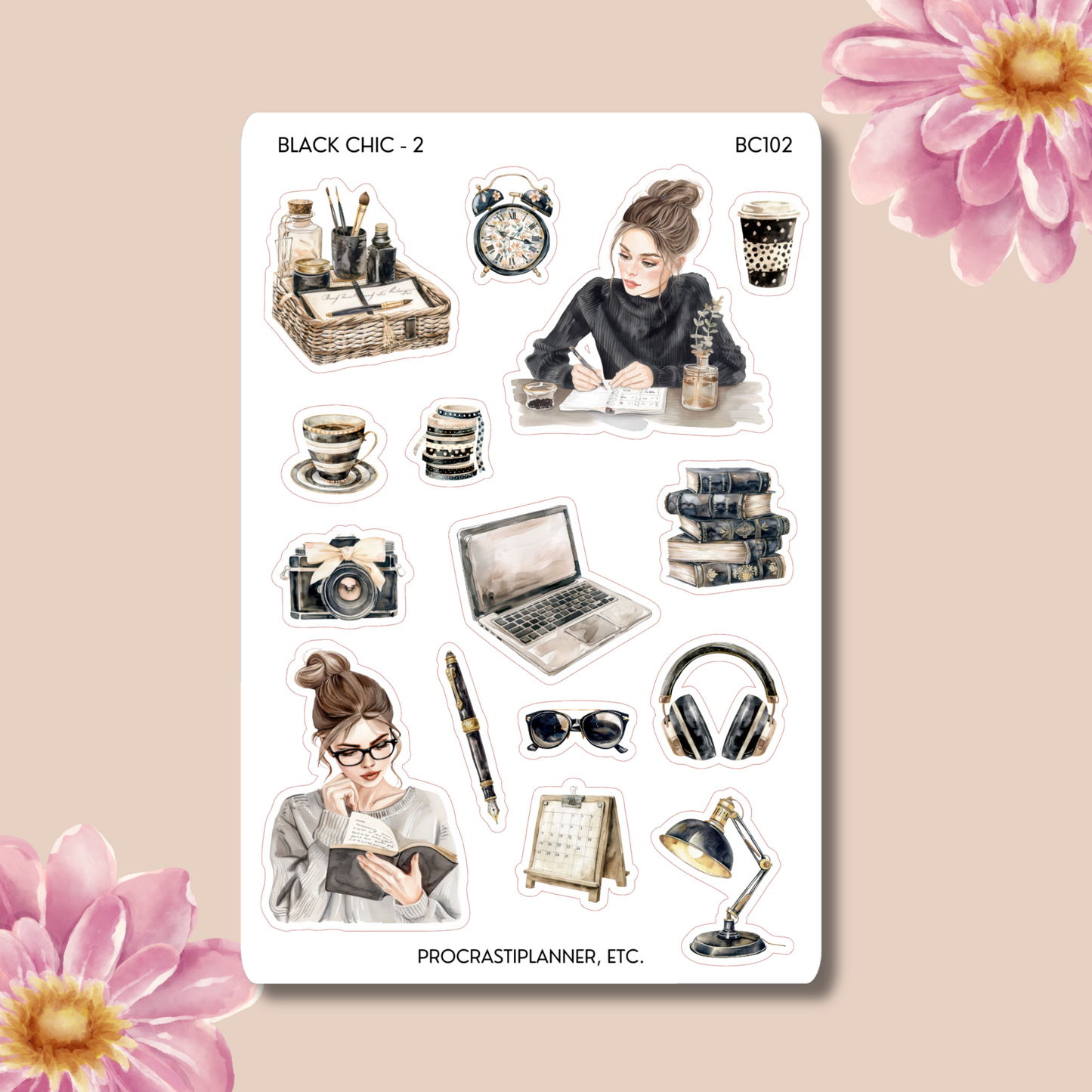 Black Chic Professional Woman Planner Stickers