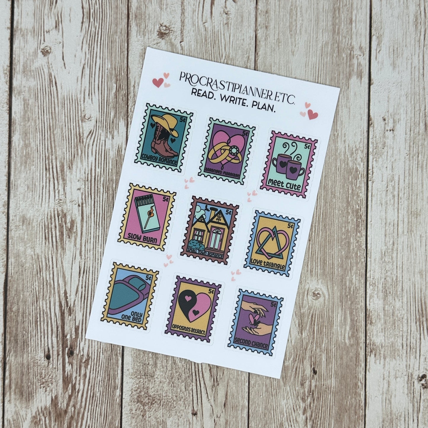 Romance Tropes Postage Stamp 4x6 Vinyl Decal Sheet