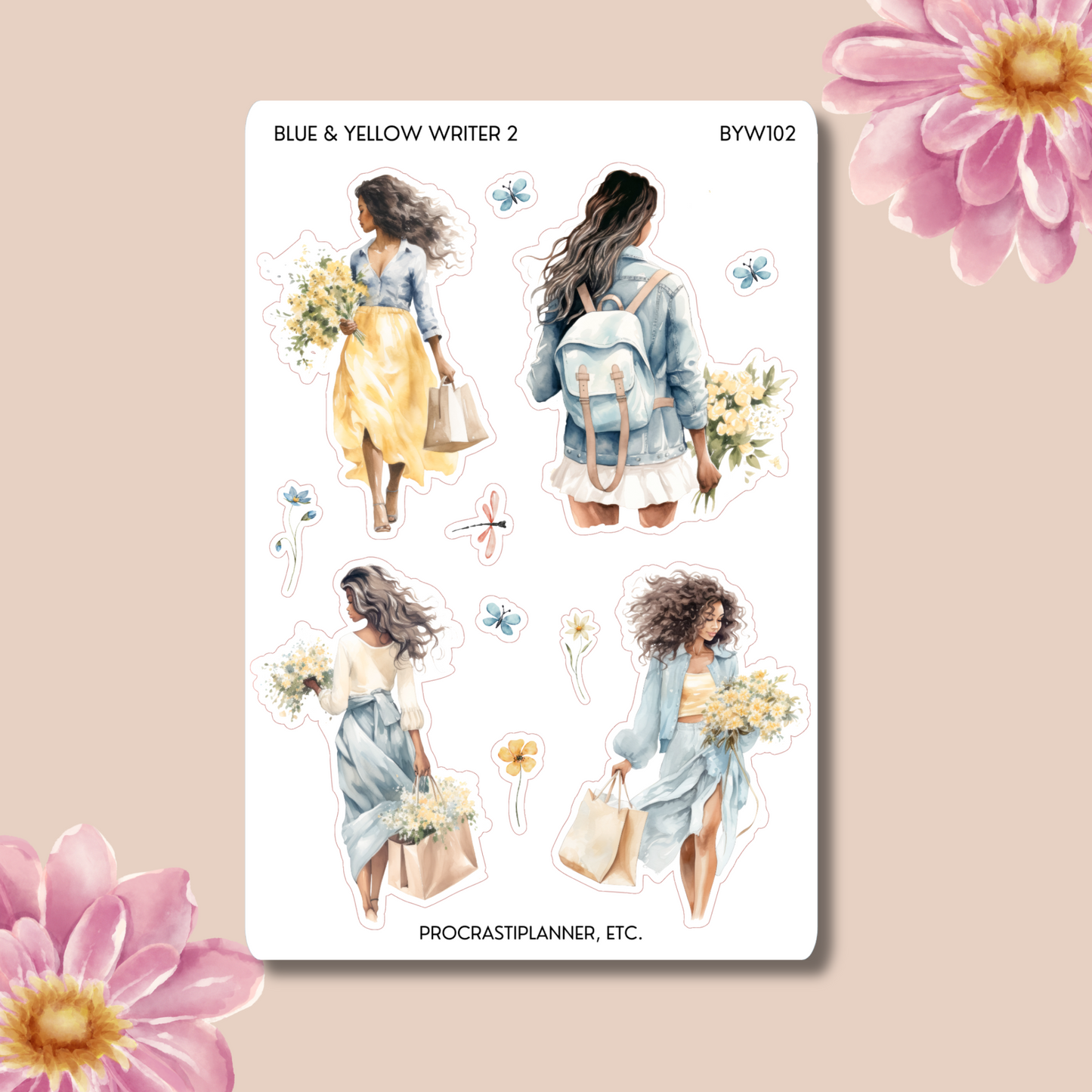 Blue & Yellow Writer Spring Planner Stickers