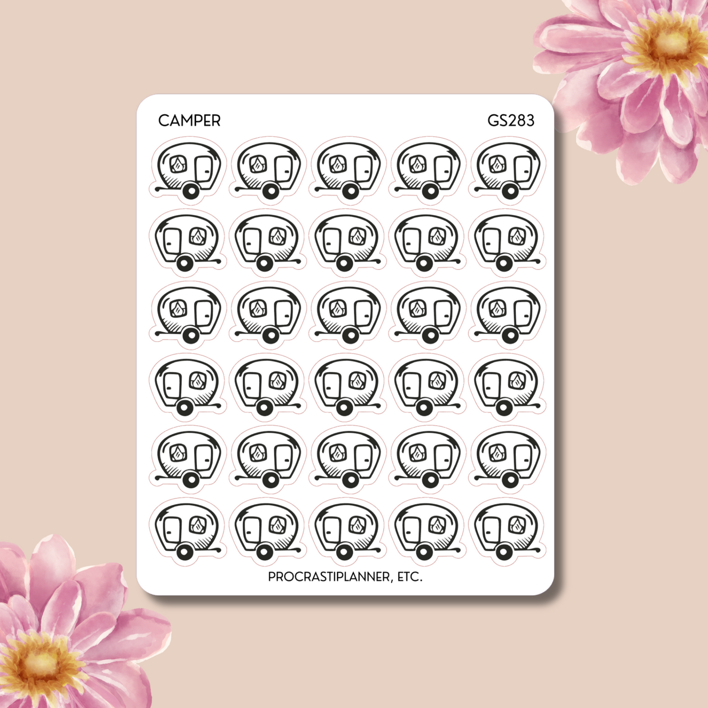 Travel Icons - Camper - Travel Related Planner Stickers