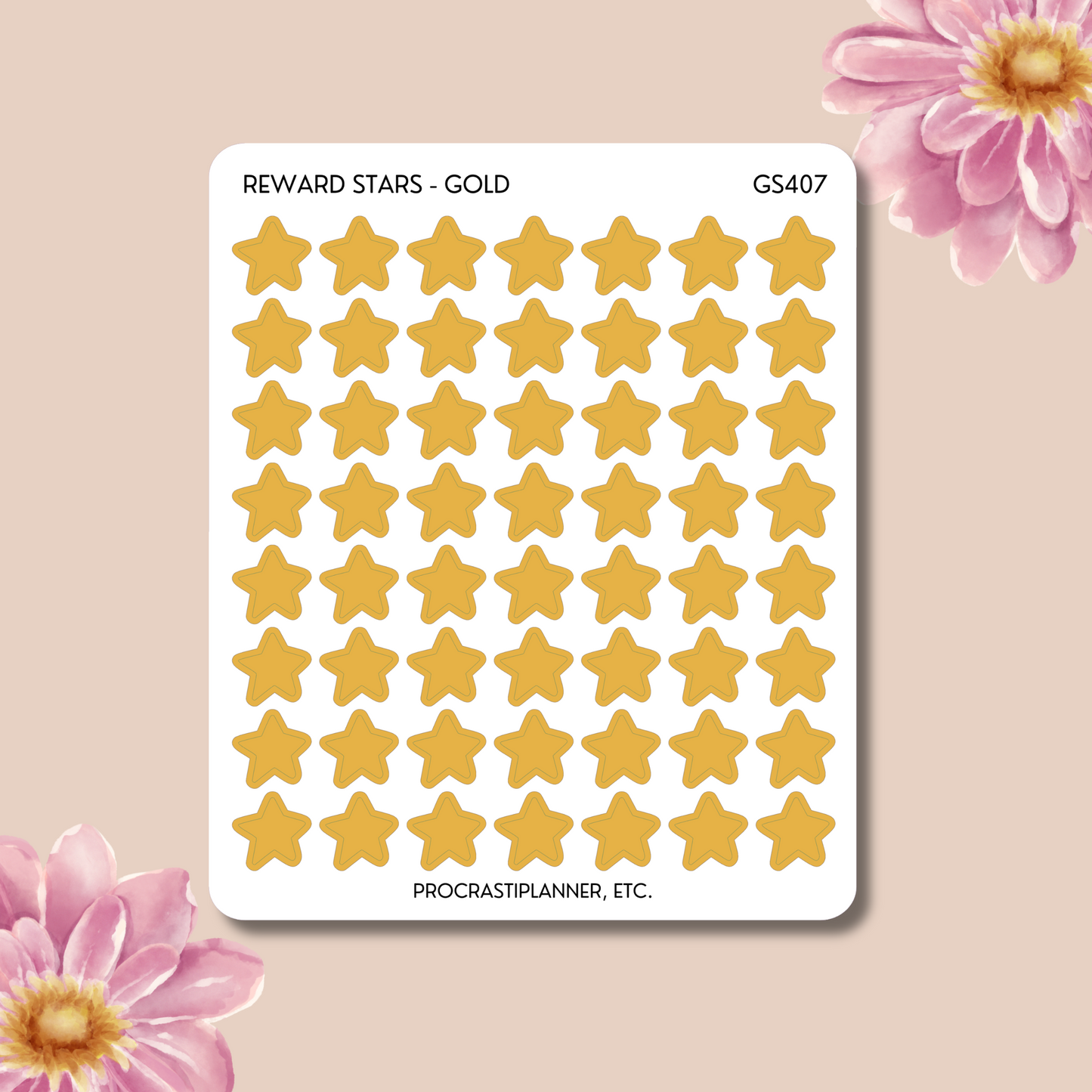 Gold Reward Stars Planner Stickers