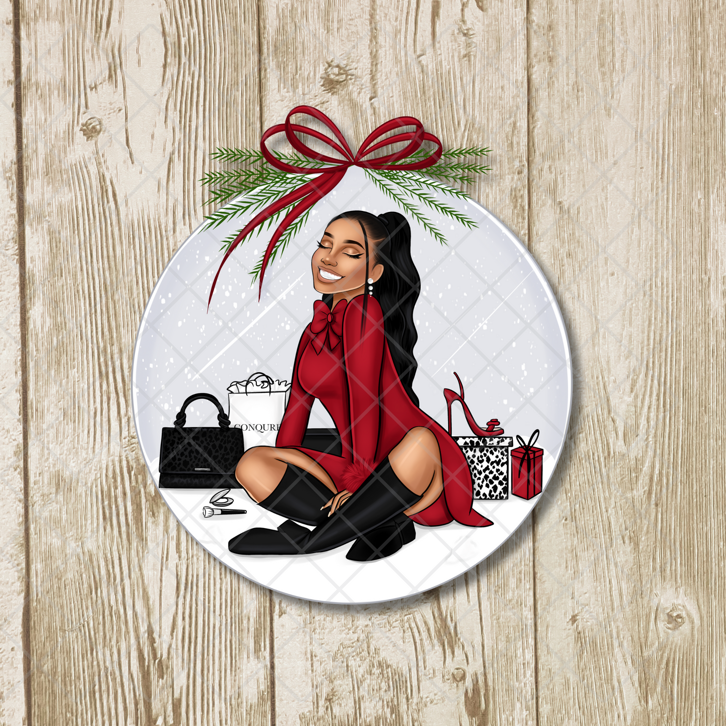 Holiday Baubles & Beauty African American Woman Holiday Globe