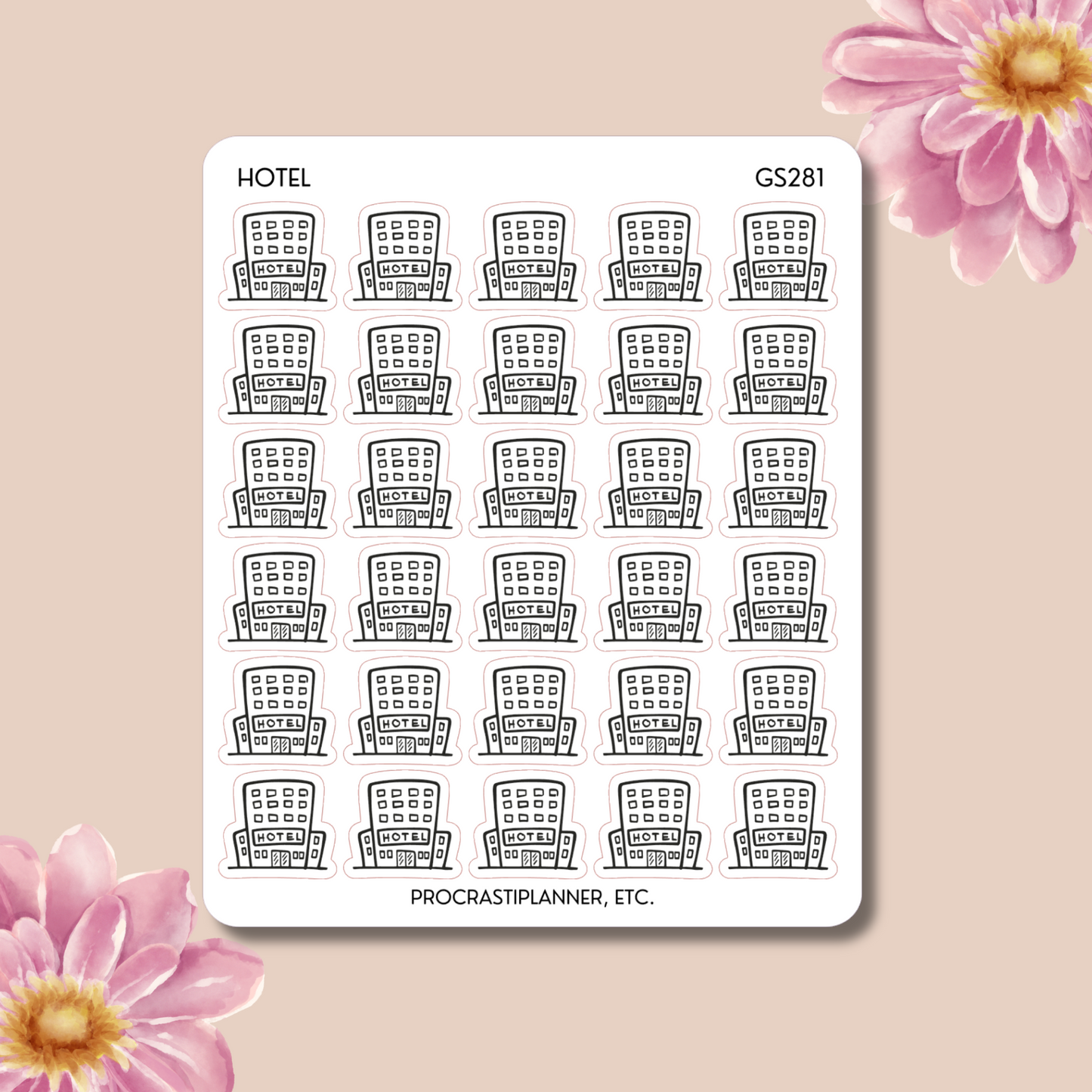 Travel Icons - Hotel - Travel Related Planner Stickers