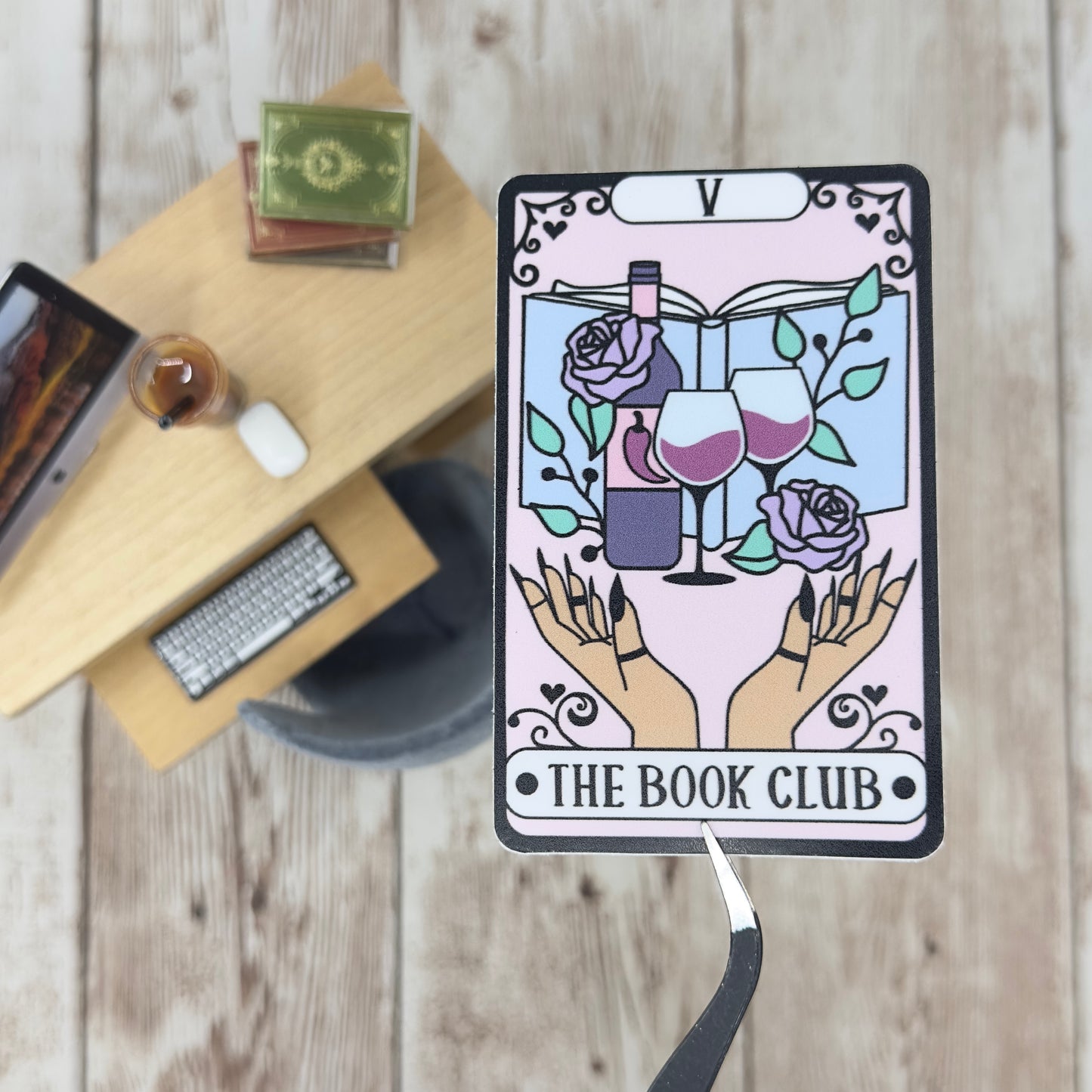 The Book Club Tarot Card Waterproof Sticker, Decal