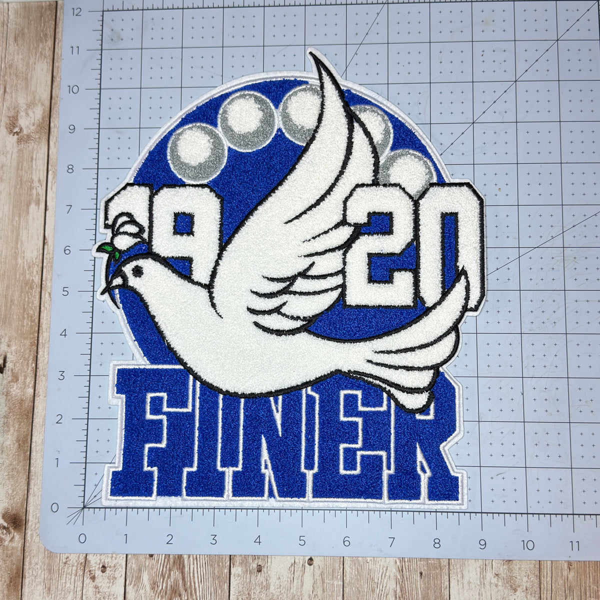 Finer 1920 Dove and Pearls Iron On Patch Large