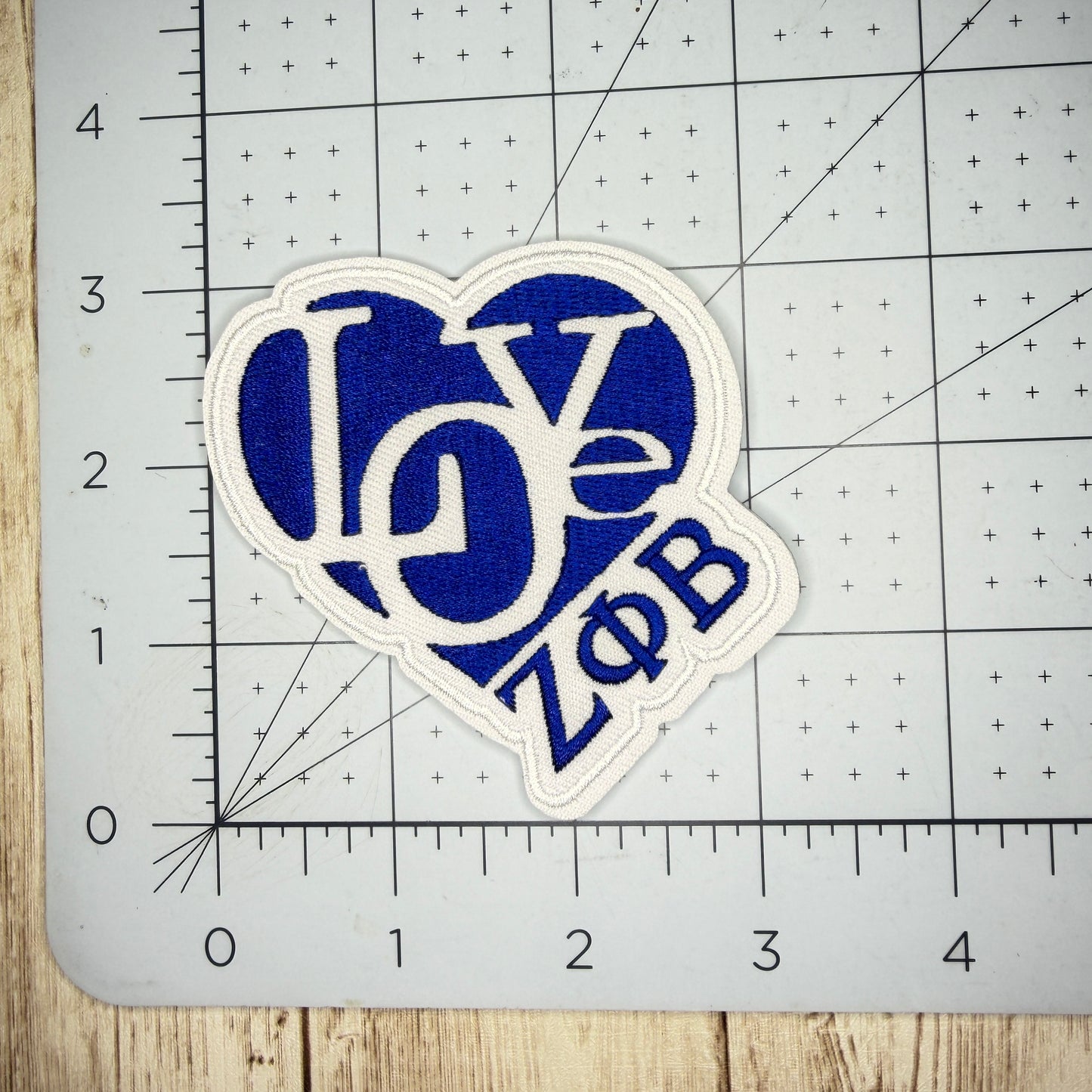 LOVE Heart ZPhiB Letters White Trim Iron On Patch - Small