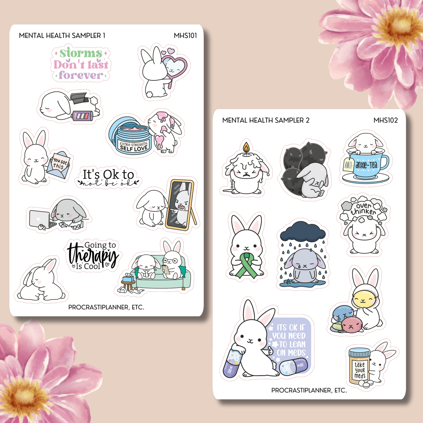 Bunny Mental Health Sampler Deco