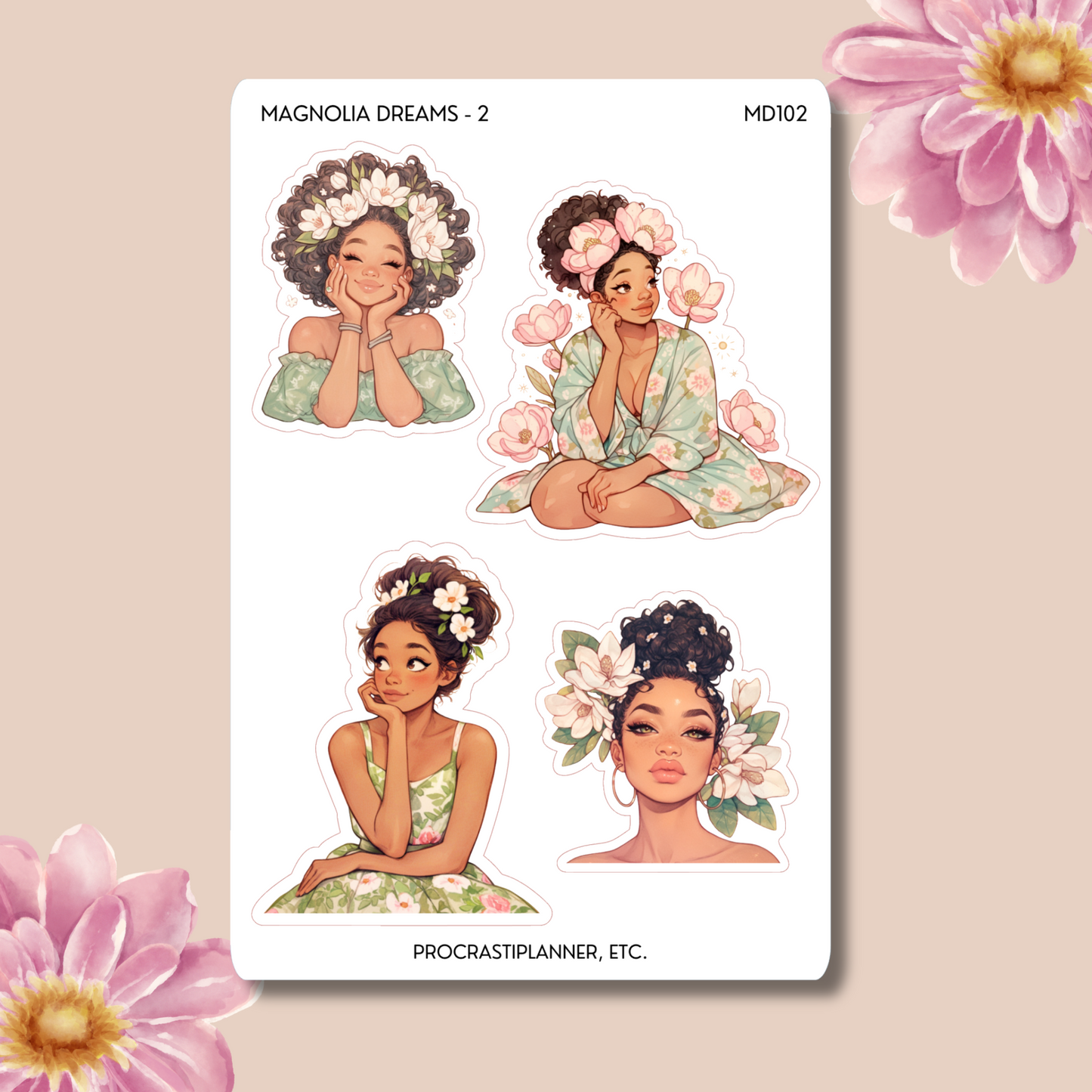 Magnolia Dreams Floral | Seasonal Aesthetic Stickers for Journals and Planners