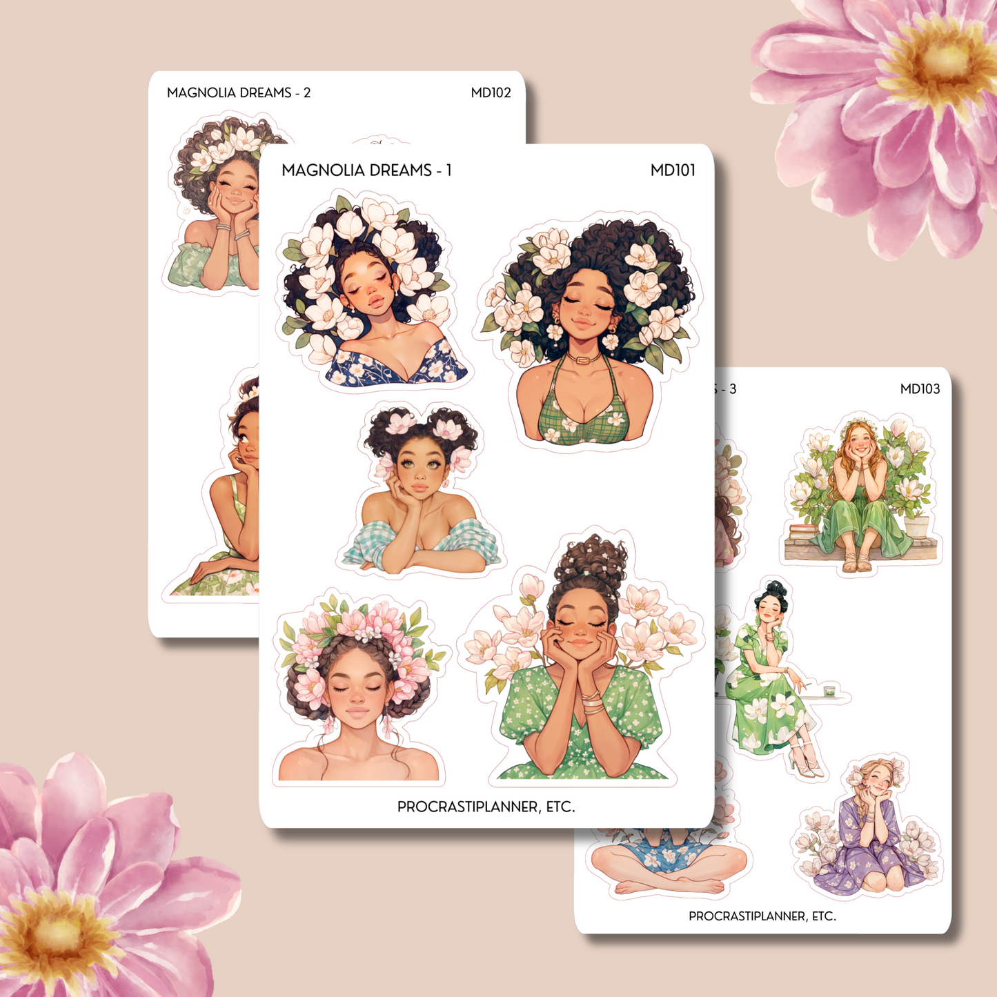Magnolia Dreams Floral | Seasonal Aesthetic Stickers for Journals and Planners