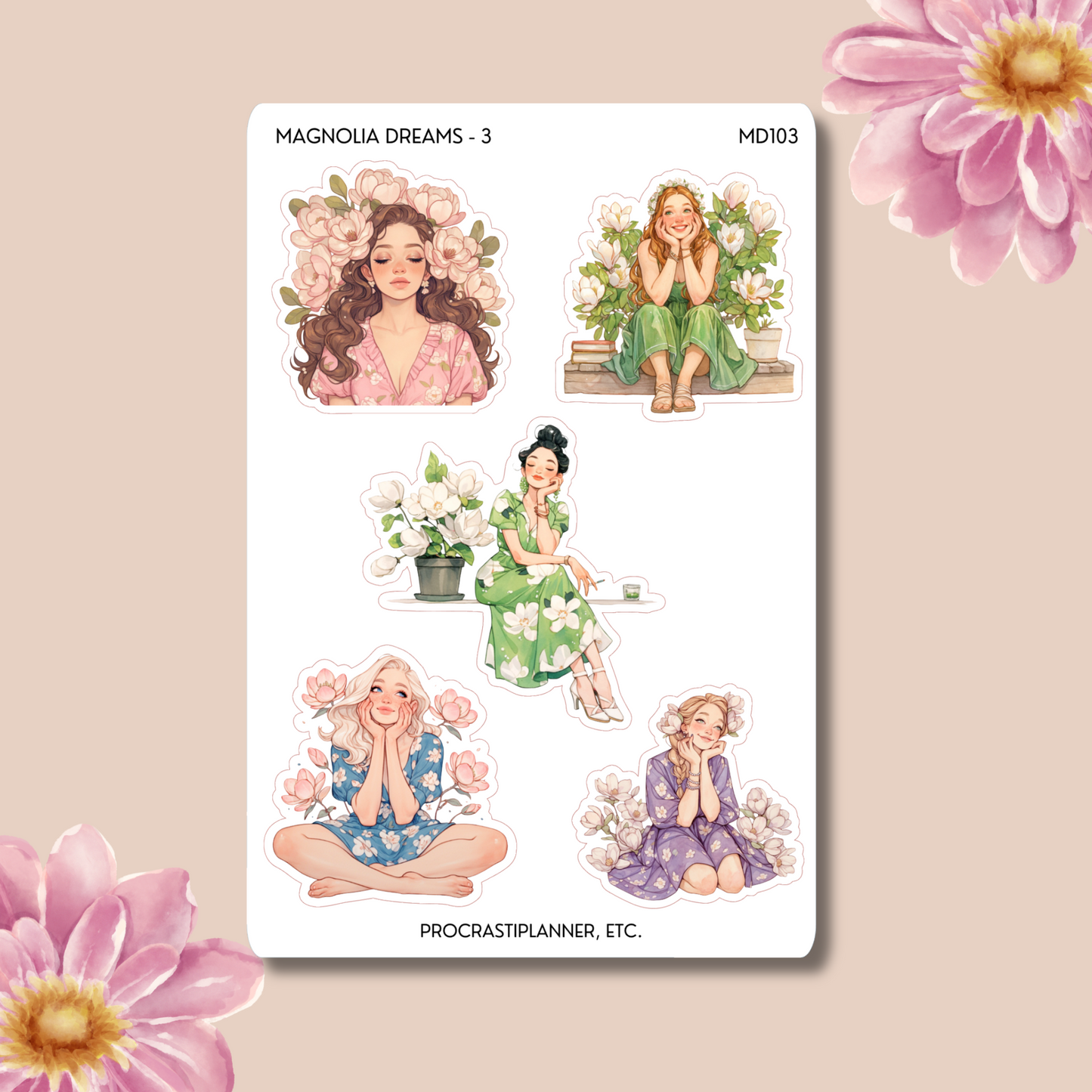 Magnolia Dreams Floral | Seasonal Aesthetic Stickers for Journals and Planners