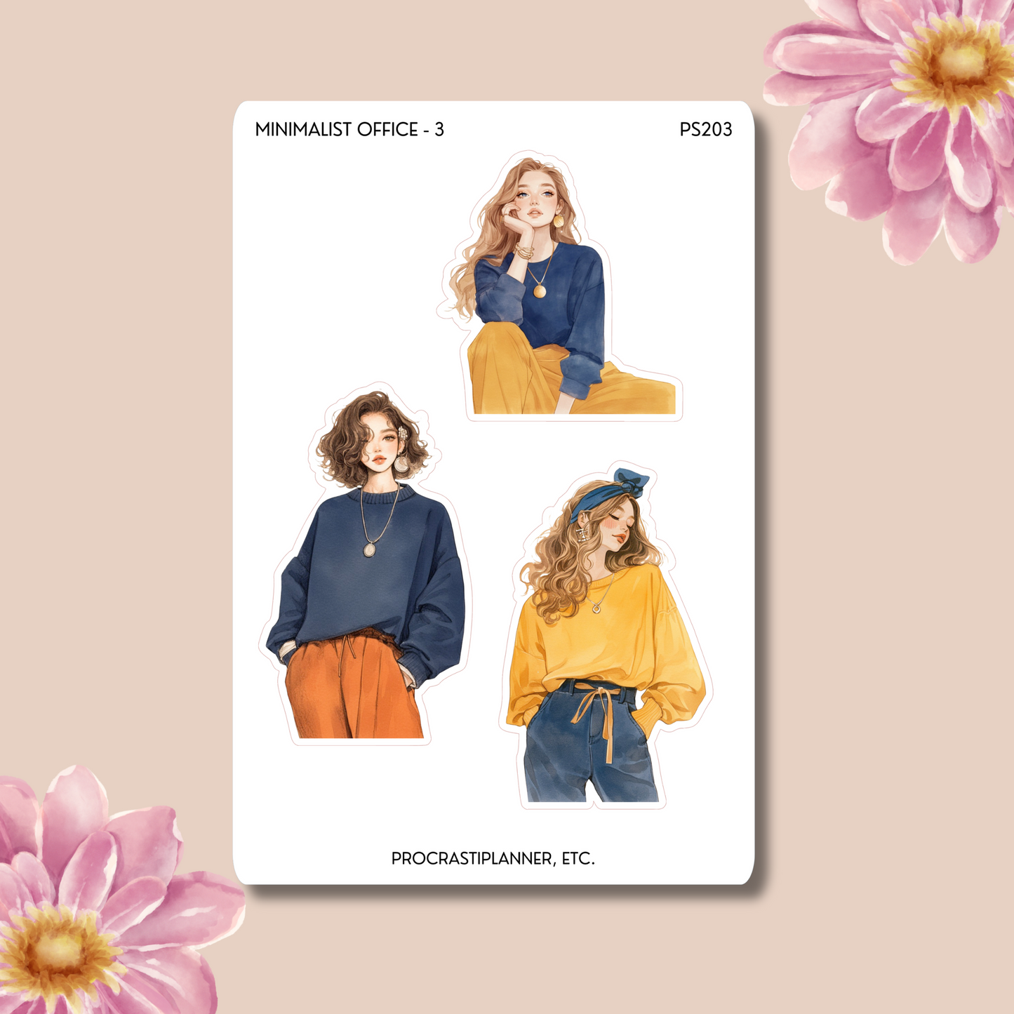 Minimalist Office Planner Stickers | Cozy Writing Space Illustration for Journals Planners