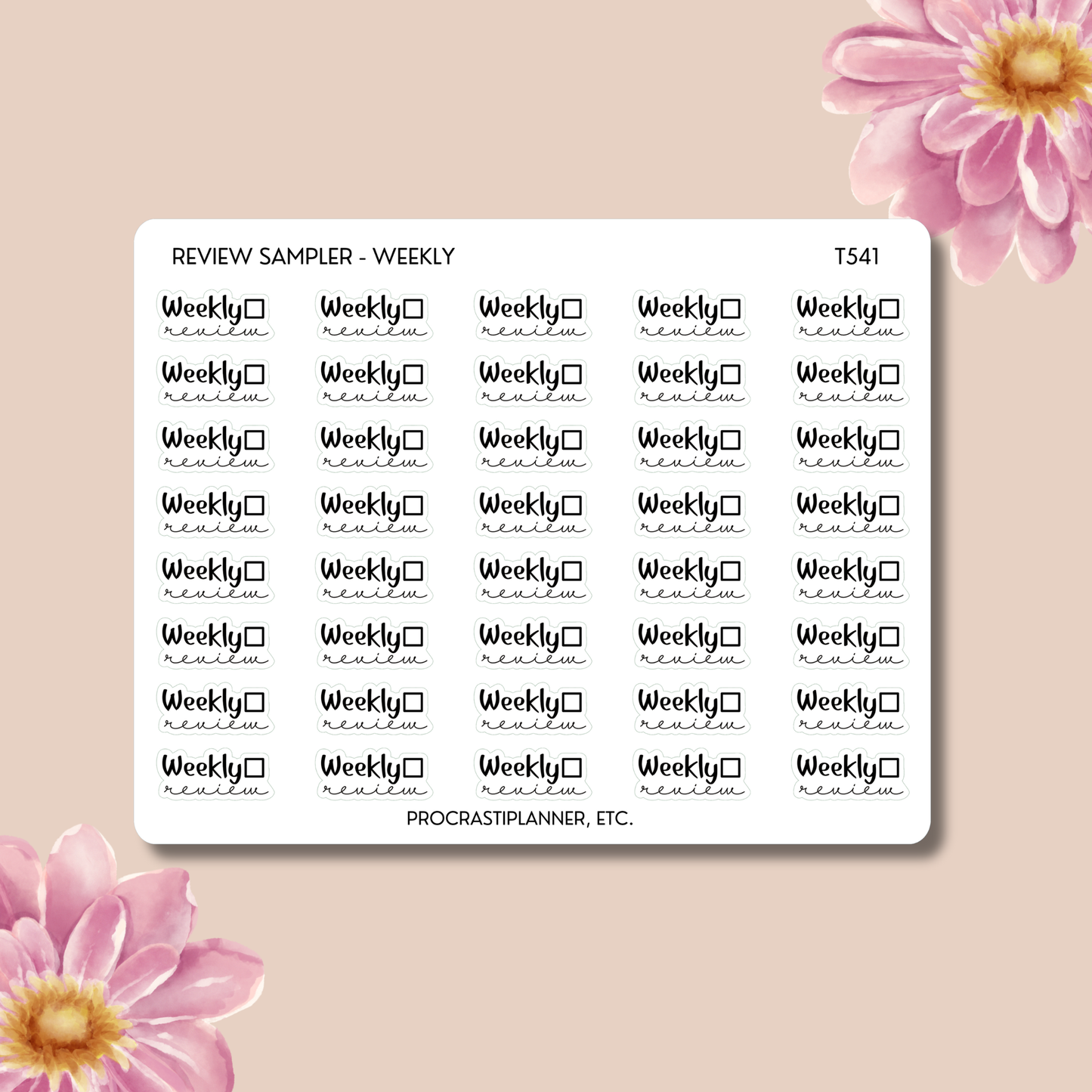 Weekly, Monthly, Quarterly Review Planner Stickers Sampler