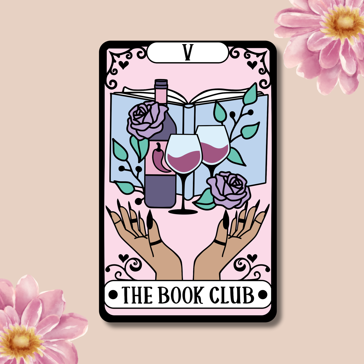 The Book Club Tarot Card Waterproof Sticker, Decal