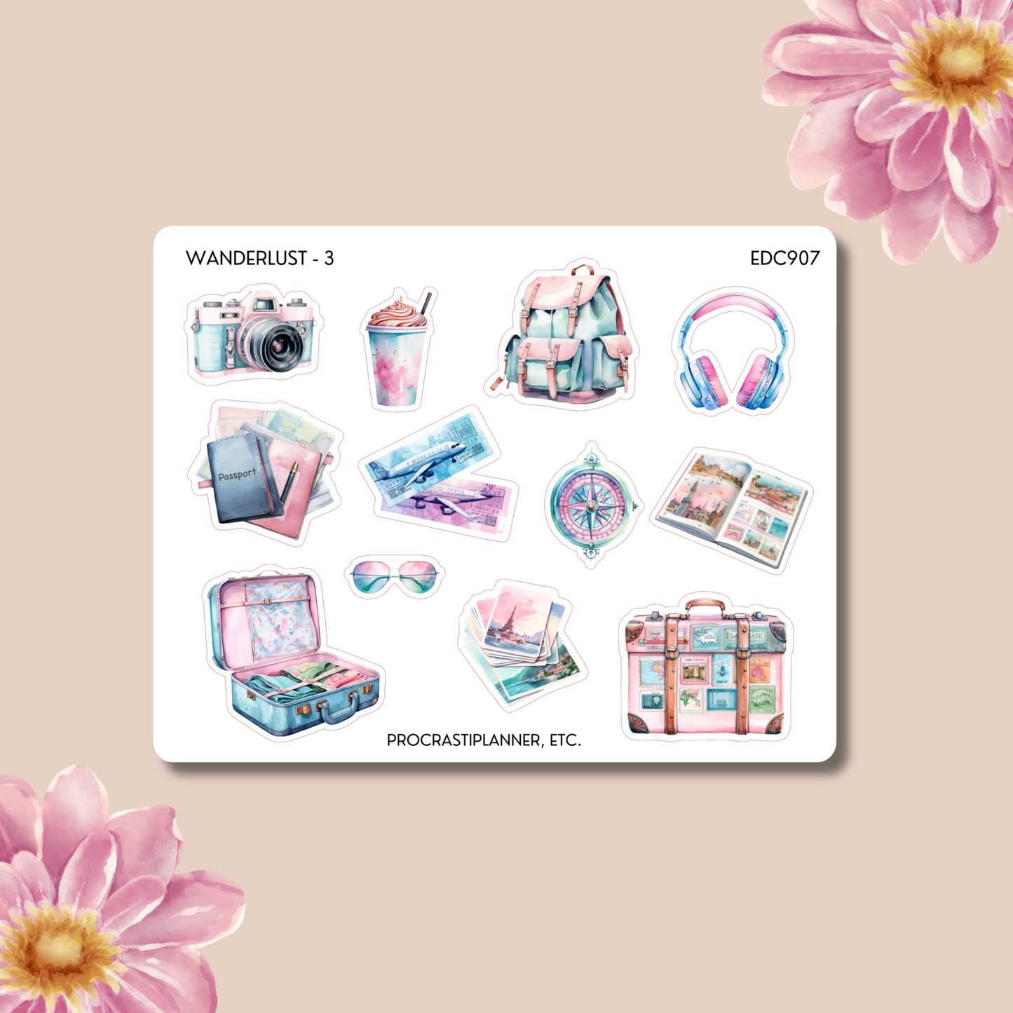 Wanderlust Planner Stickers | Women Travelers Journal Stickers