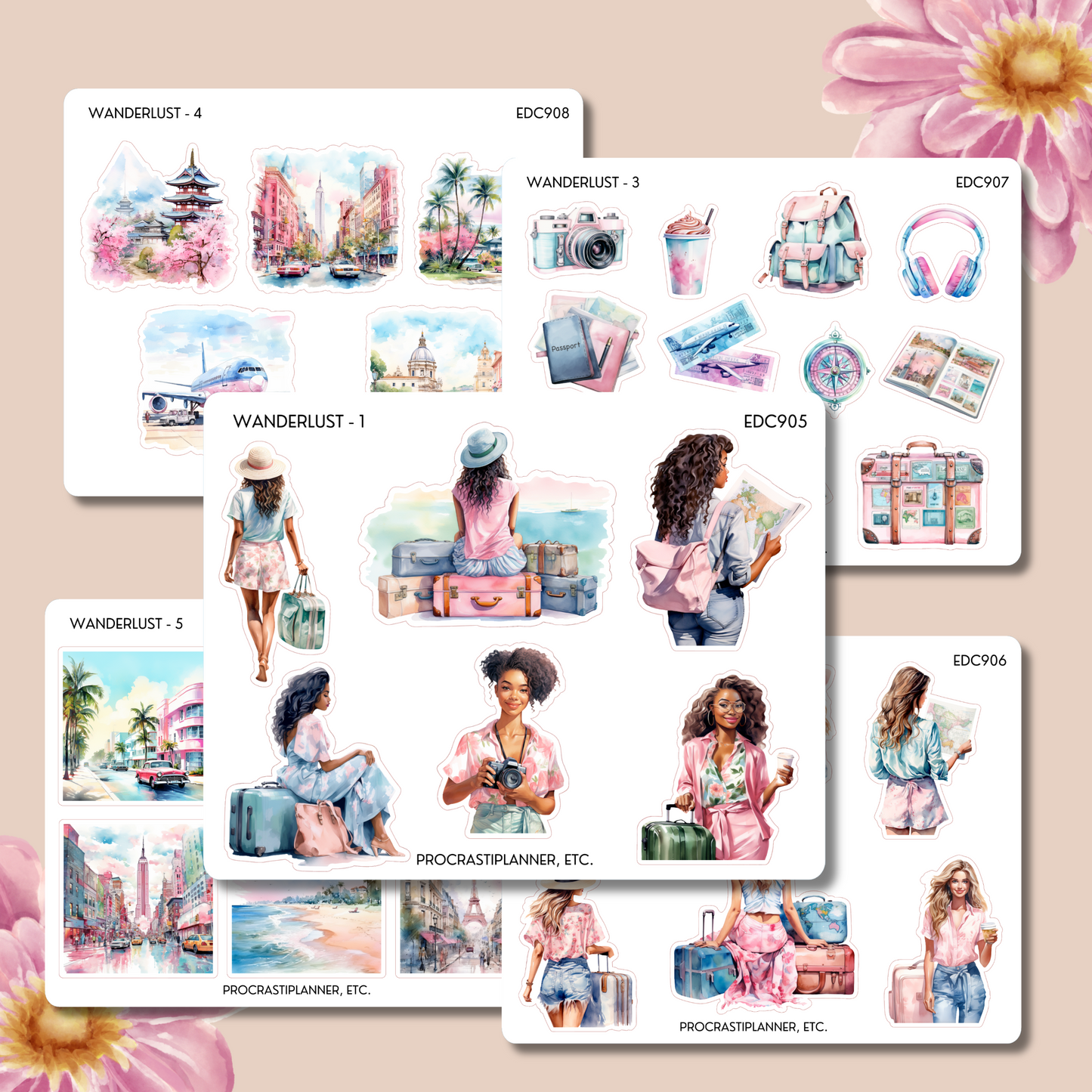 Wanderlust Planner Stickers | Women Travelers Journal Stickers
