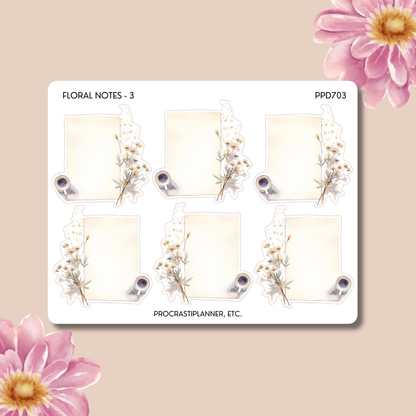 Floral Notes | Post It Planner Stickers