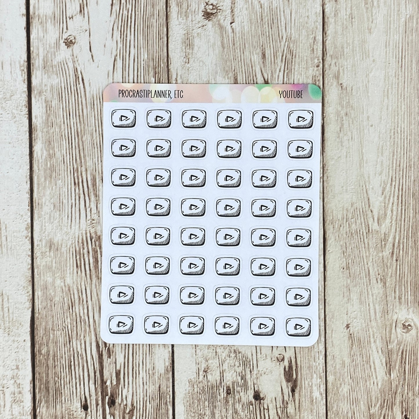 Youtube Social Media Icon Planner Stickers