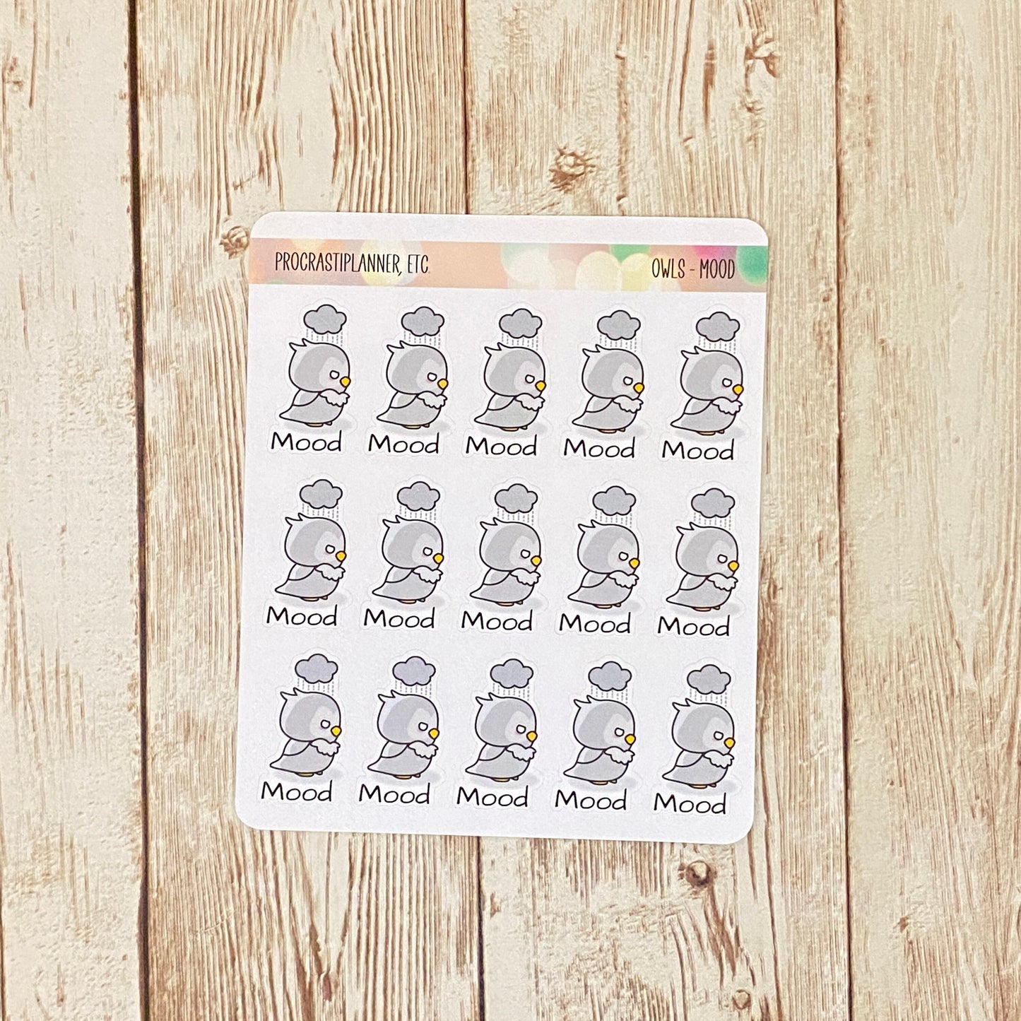 Owl Writing Theme - Mood Planner Stickers