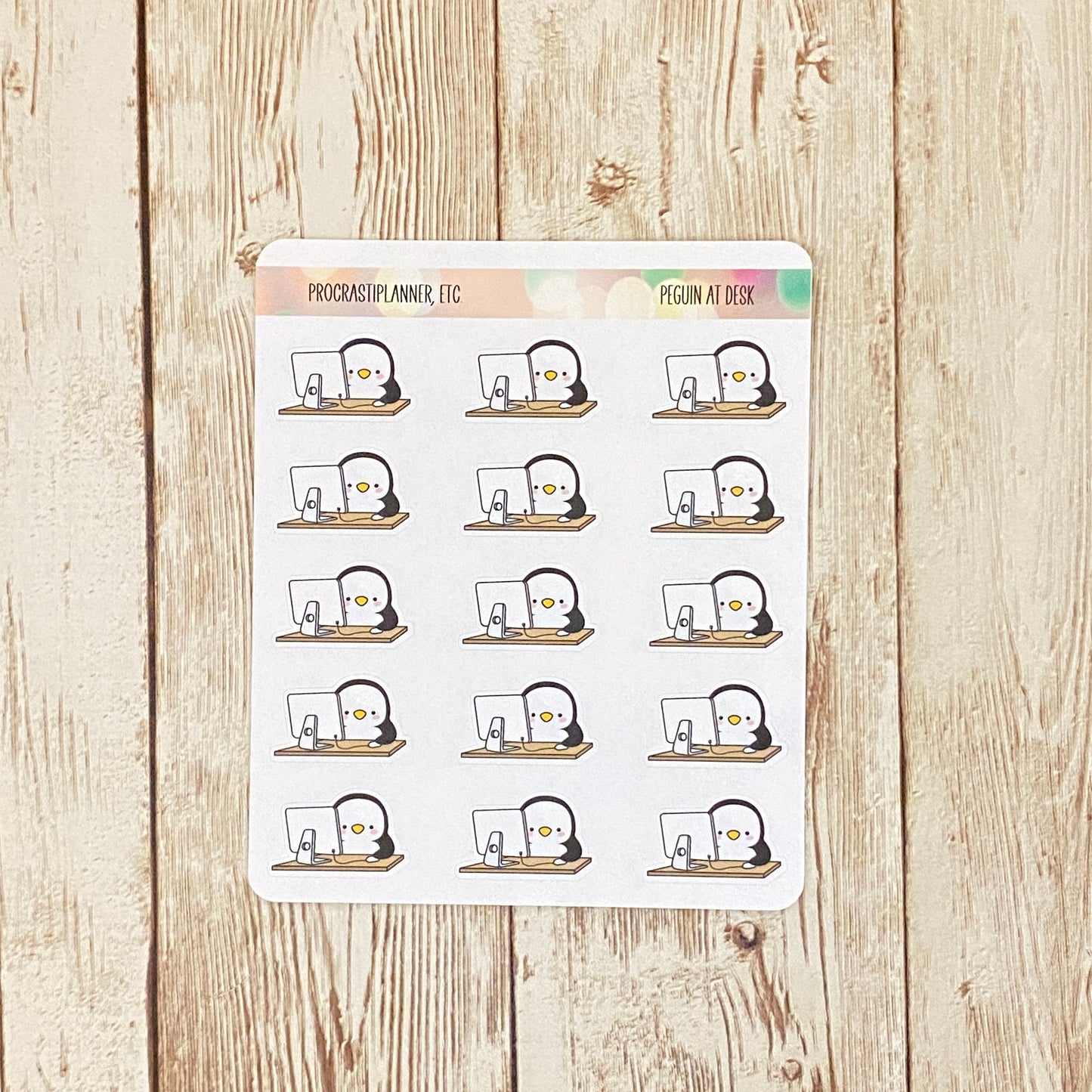 Penguin At Desk Planner Stickers