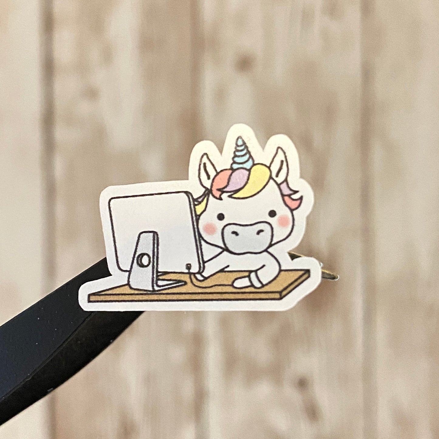 Unicorn At Desk Planner Stickers