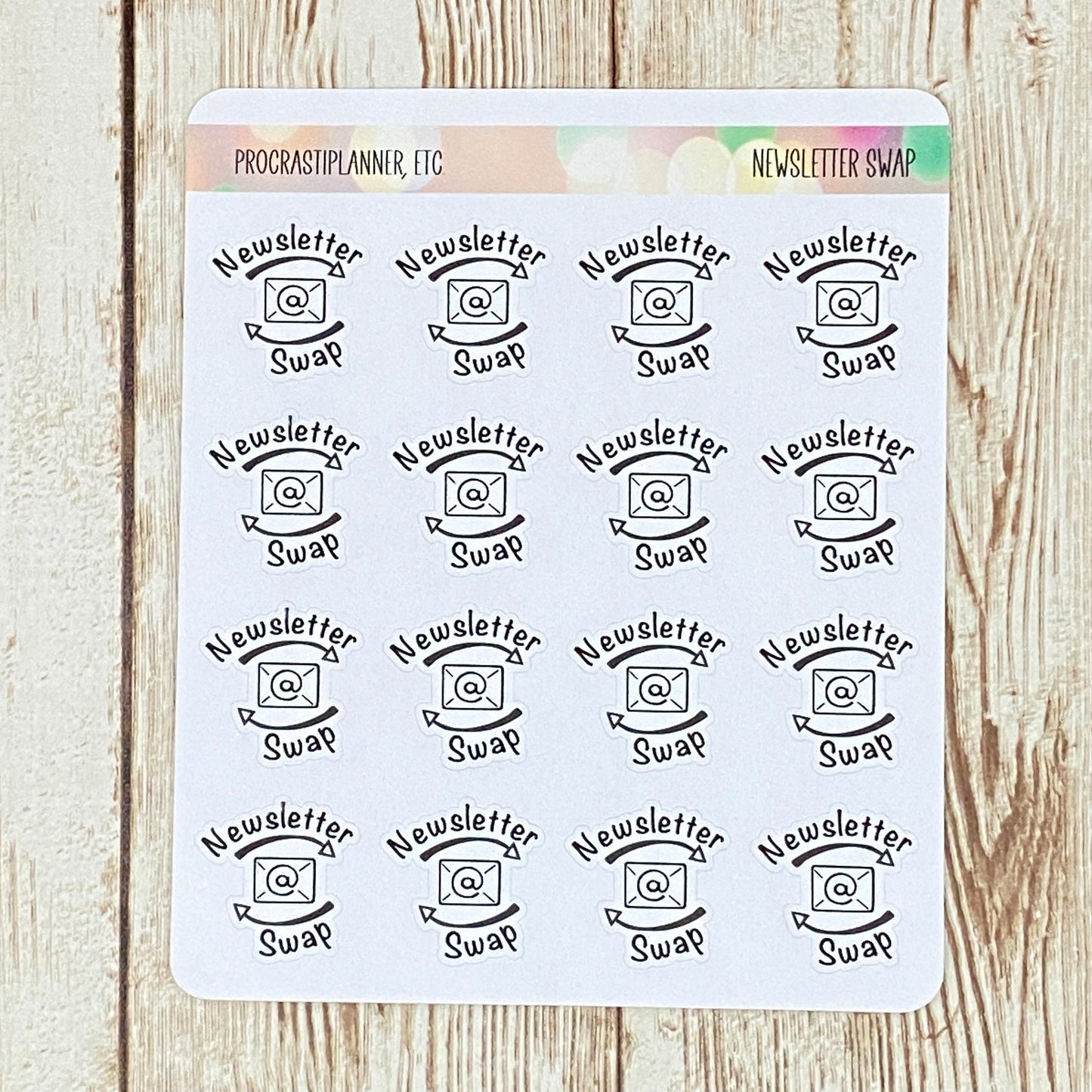 Newsletter Swap Book Launch Planner Stickers Regular and Mini Size