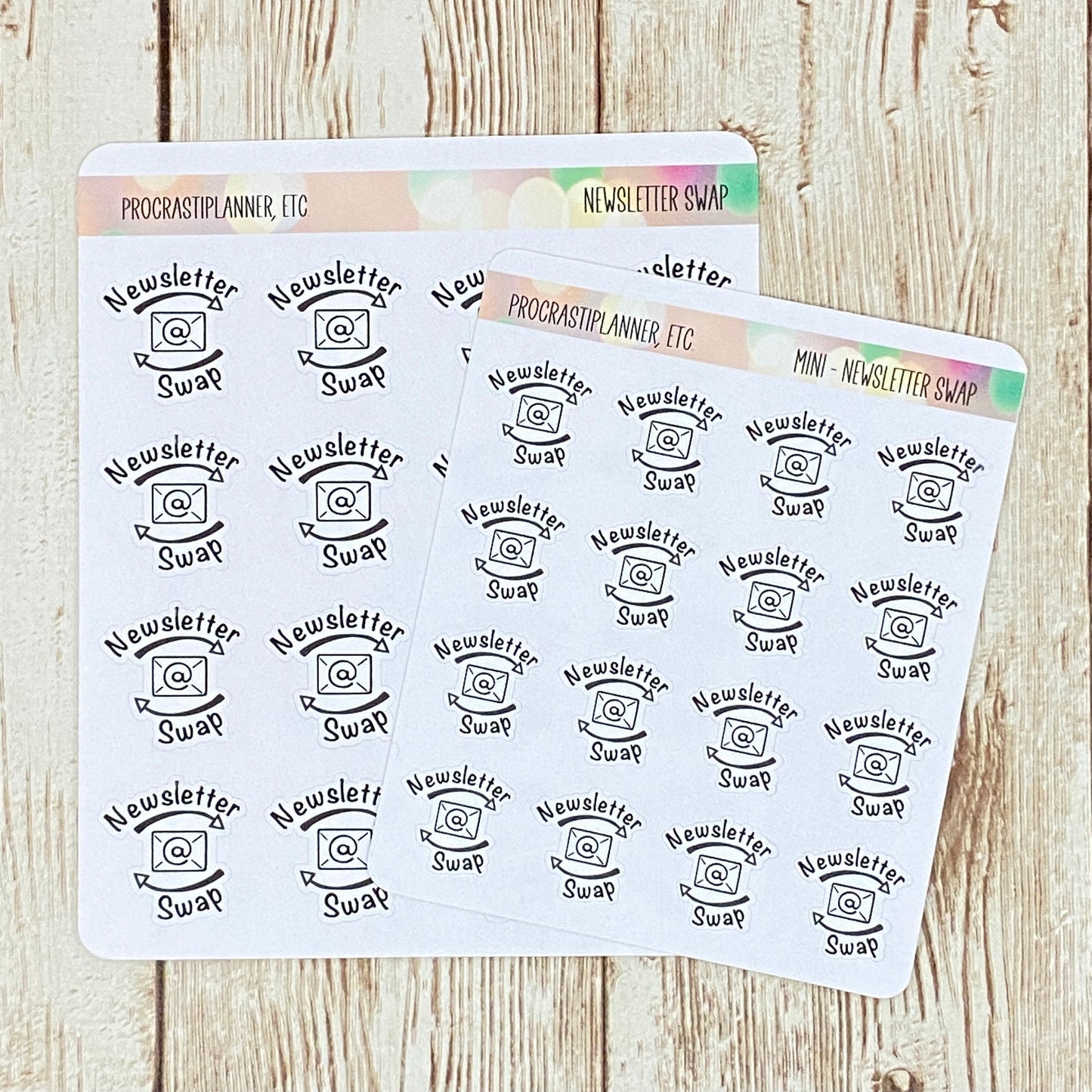 Newsletter Swap Book Launch Planner Stickers Regular and Mini Size