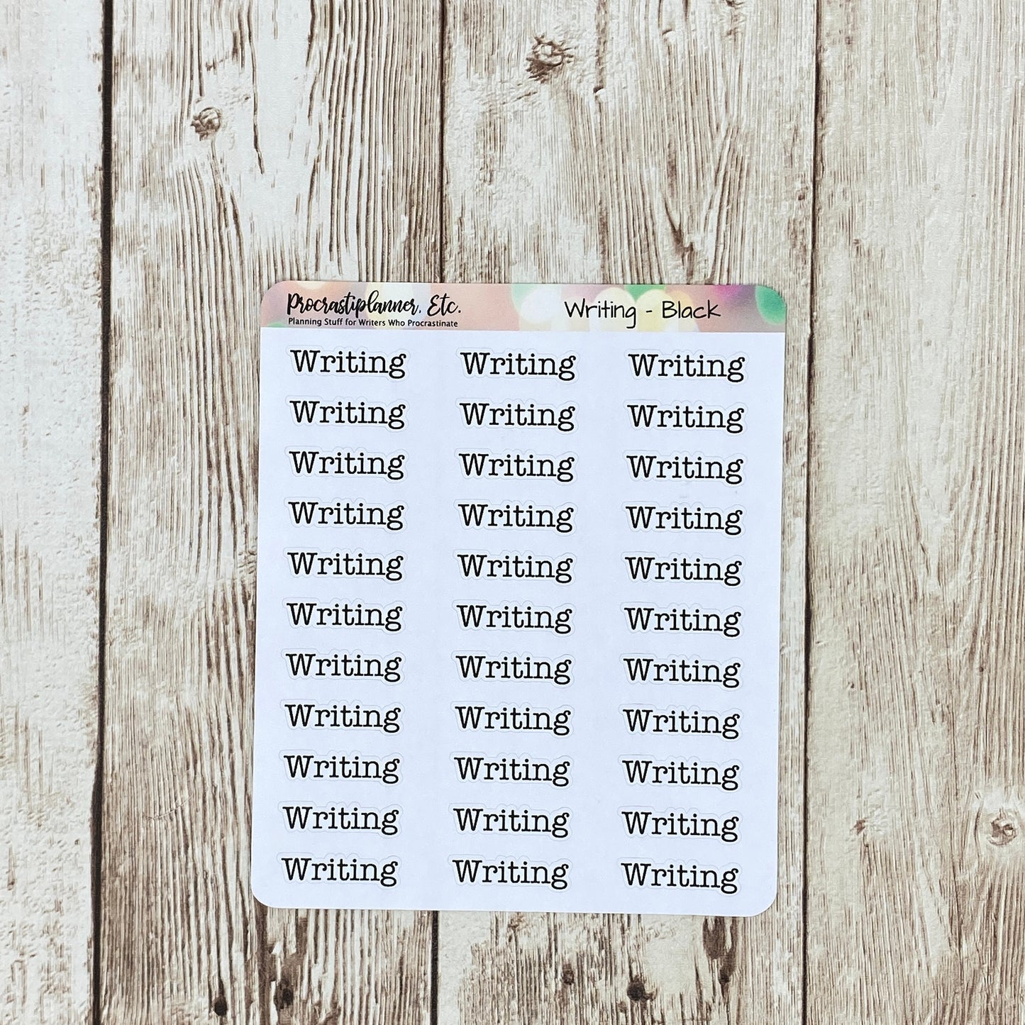 Text Only - Black Writing - Planner Stickers - Clear or White Matte Paper