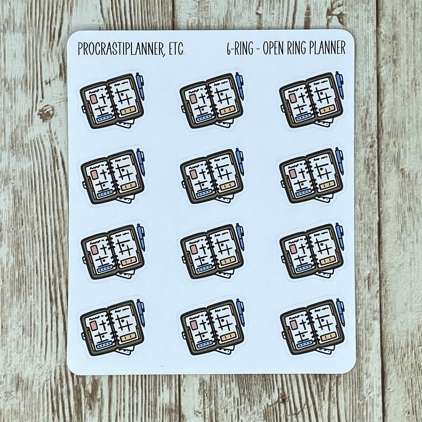 Open Face Six Ring Planner - Planner Stickers for Agendas, Journals and Scrapbooking