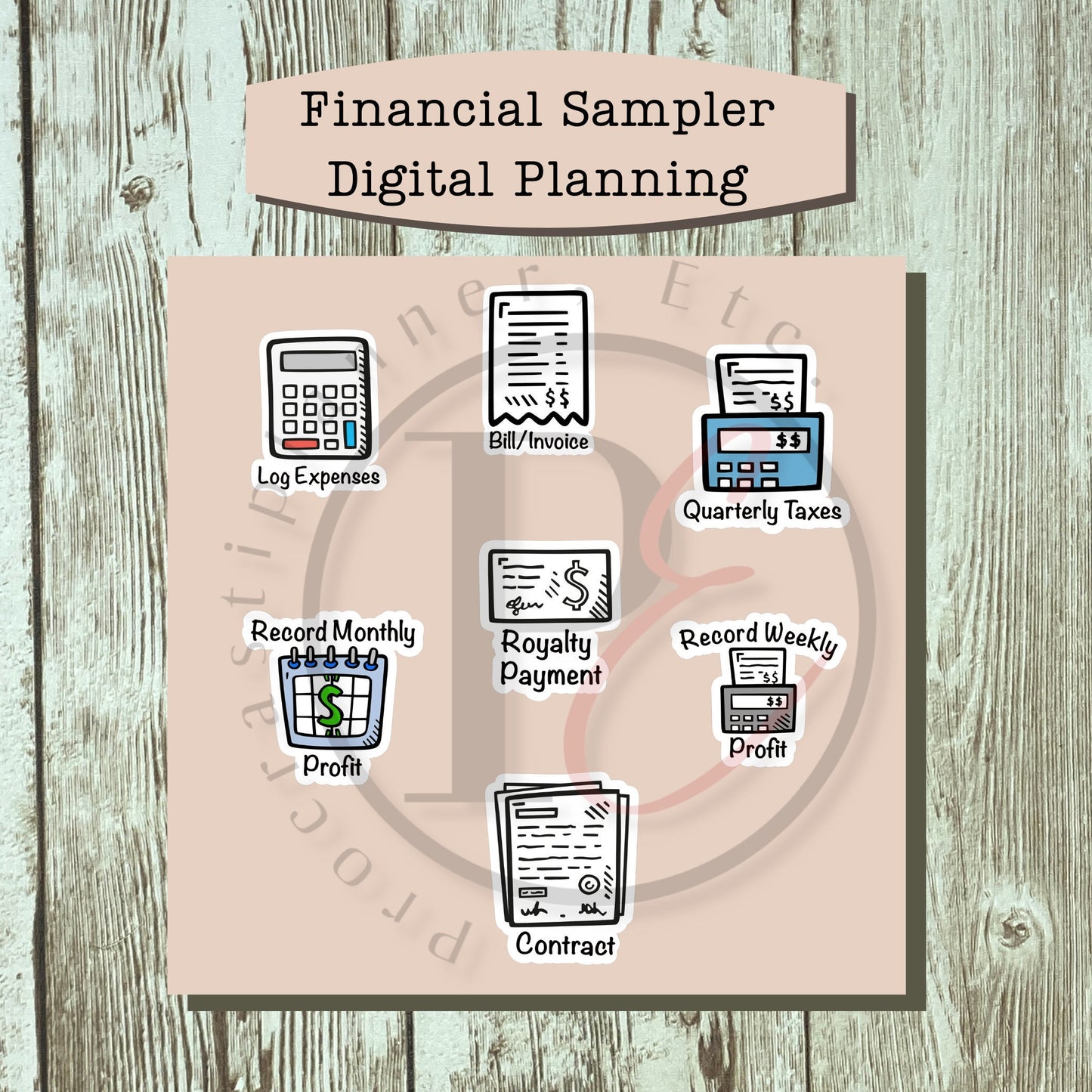 Digital Planning - Financial Sampler - PNG Planner Stickers for Goodnotes or Digital Planning for Writers, Authors, Editors
