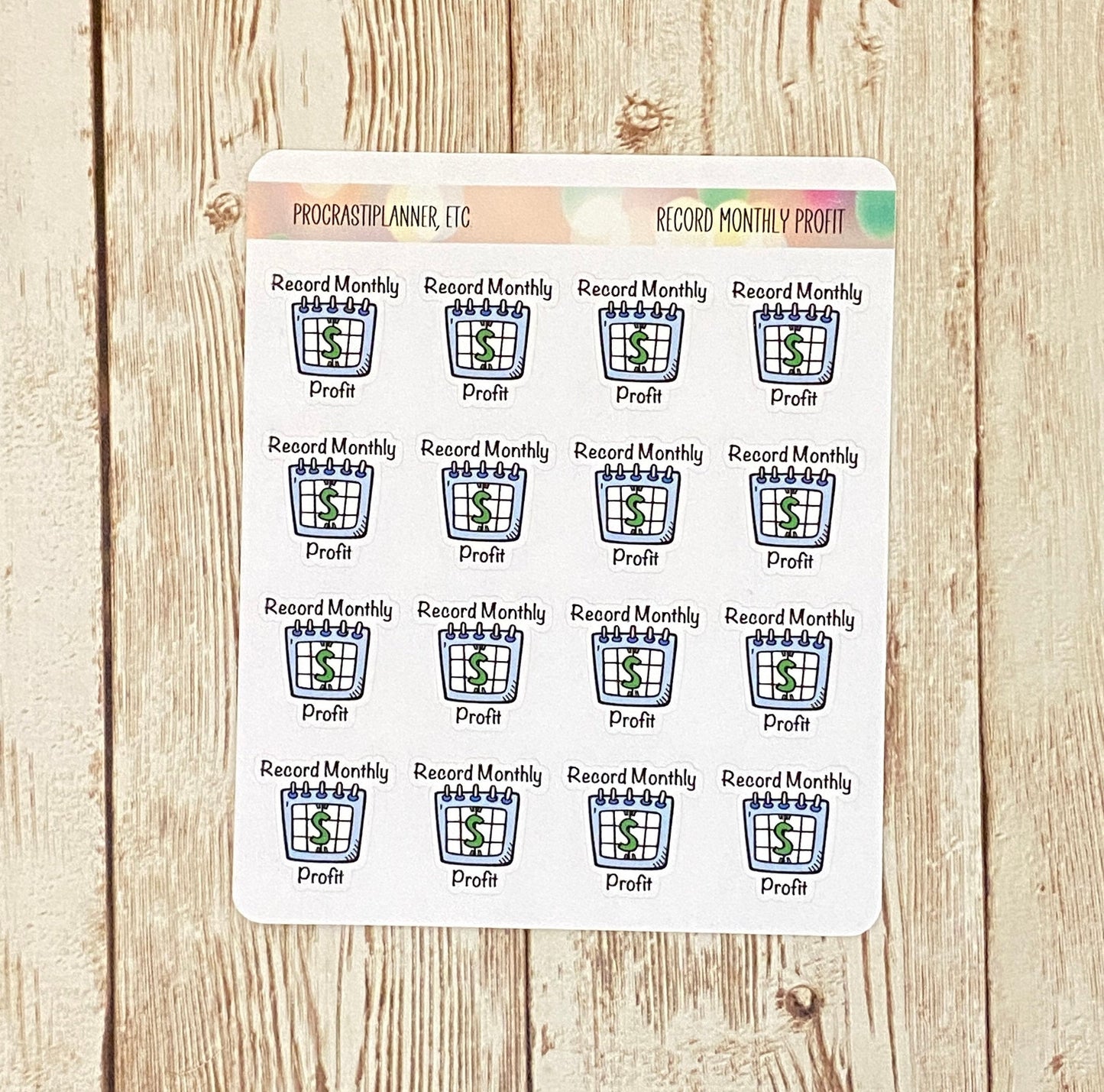 Record Weekly or Monthly Profit Planner Stickers for Authors, Writers, Entrepreneurs