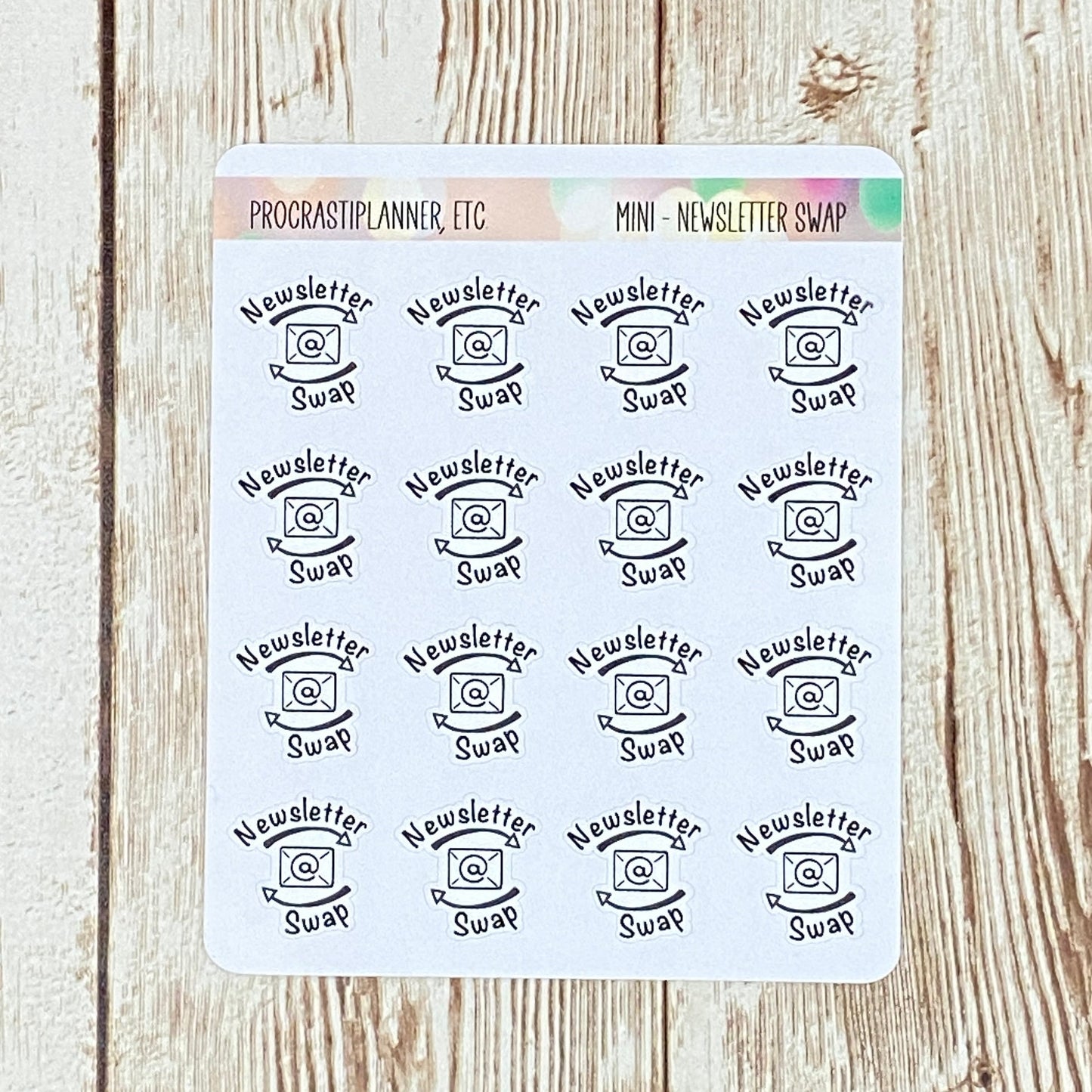 Newsletter Swap Book Launch Planner Stickers Regular and Mini Size