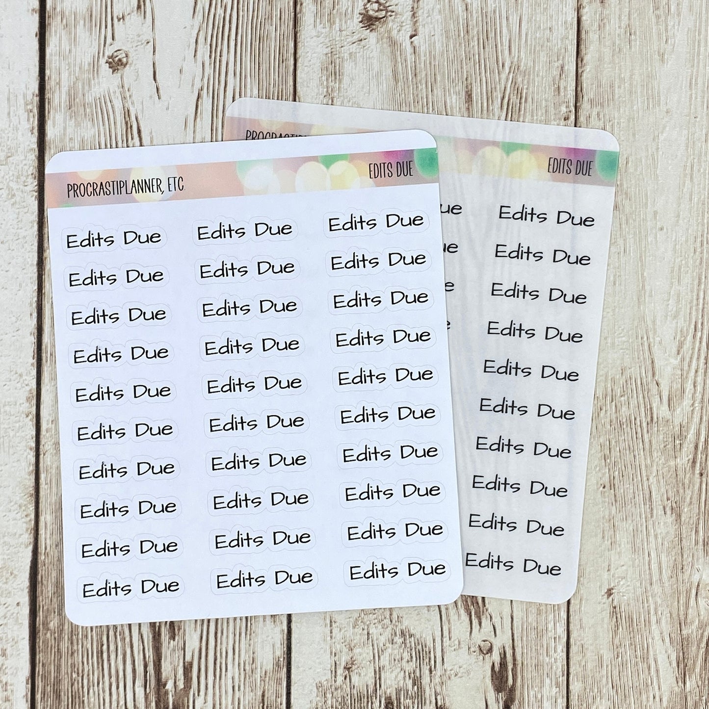 Edits Due - Black Text Planning Sticker in White Matte or Clear Matte