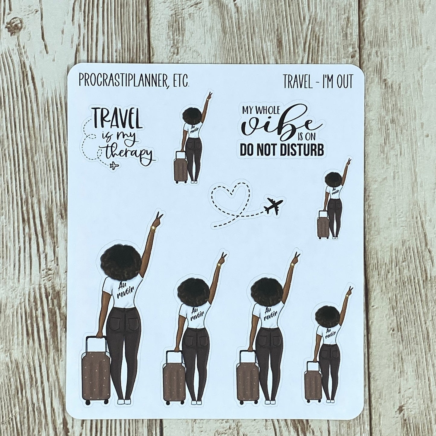 I'm Out Travel Noire Black Woman Planner Stickers