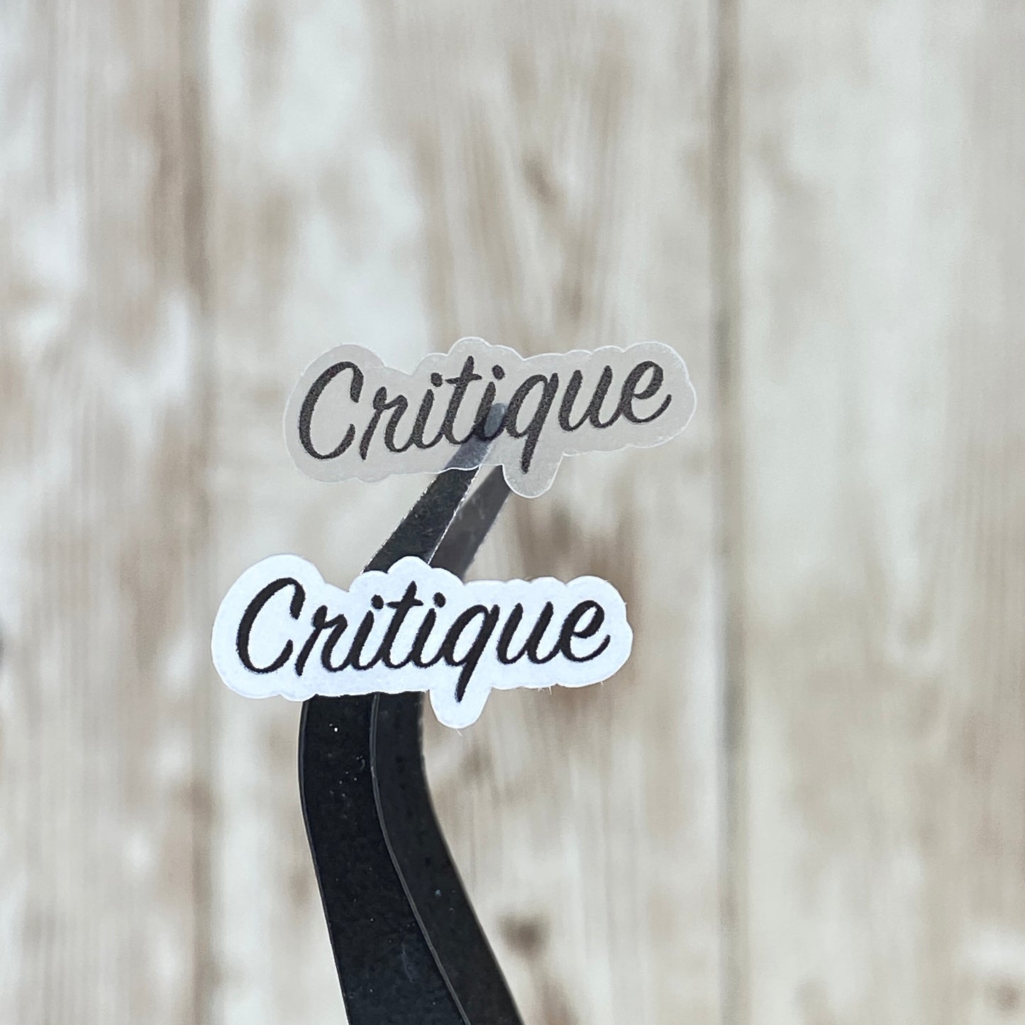 Critique - Text Only Planner Stickers - Clear or White Matte Paper for Bullet Journals, Notebooks and Planners