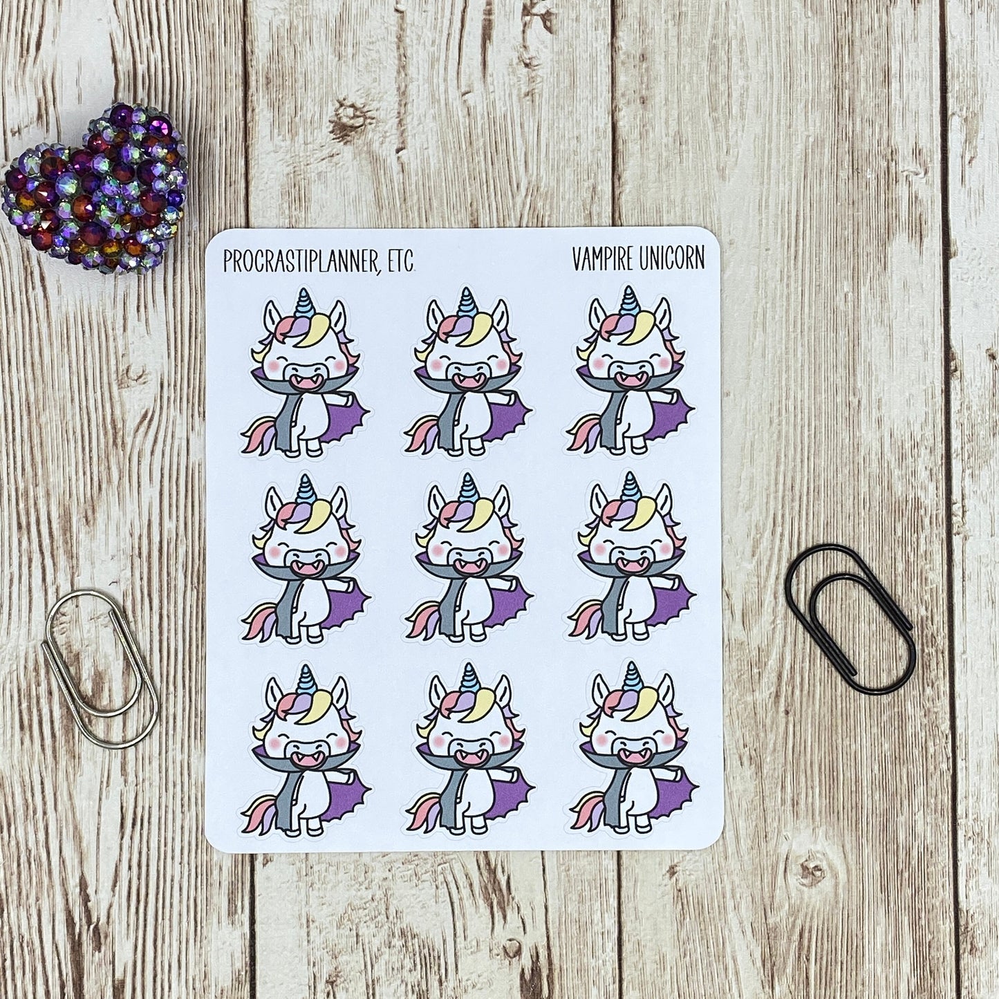 Vampire Unicorn Planner Stickers