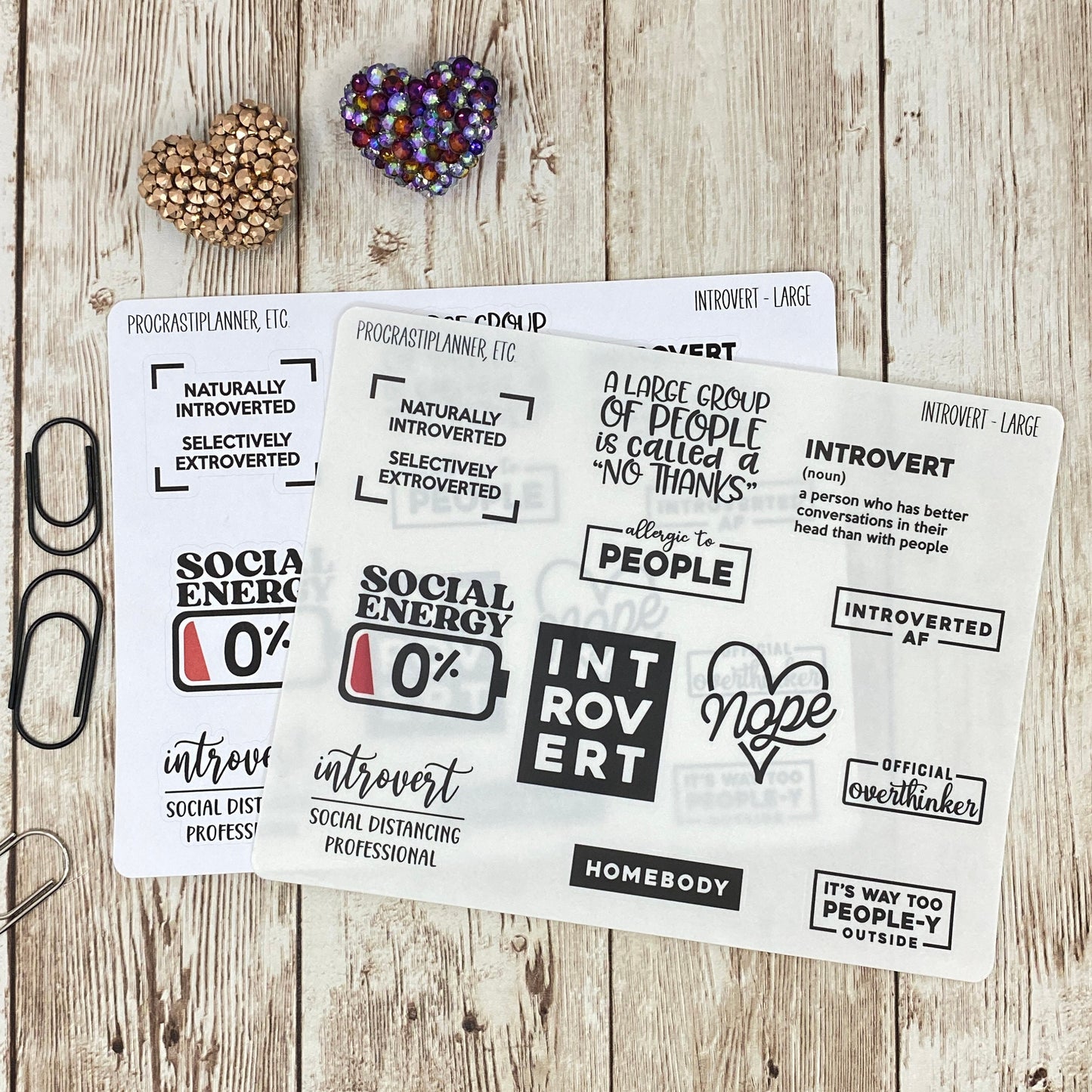 Introvert Quotes Planner Stickers Stickers - Clear or White Matte Paper for Bullet Journals, Notebooks and Planners