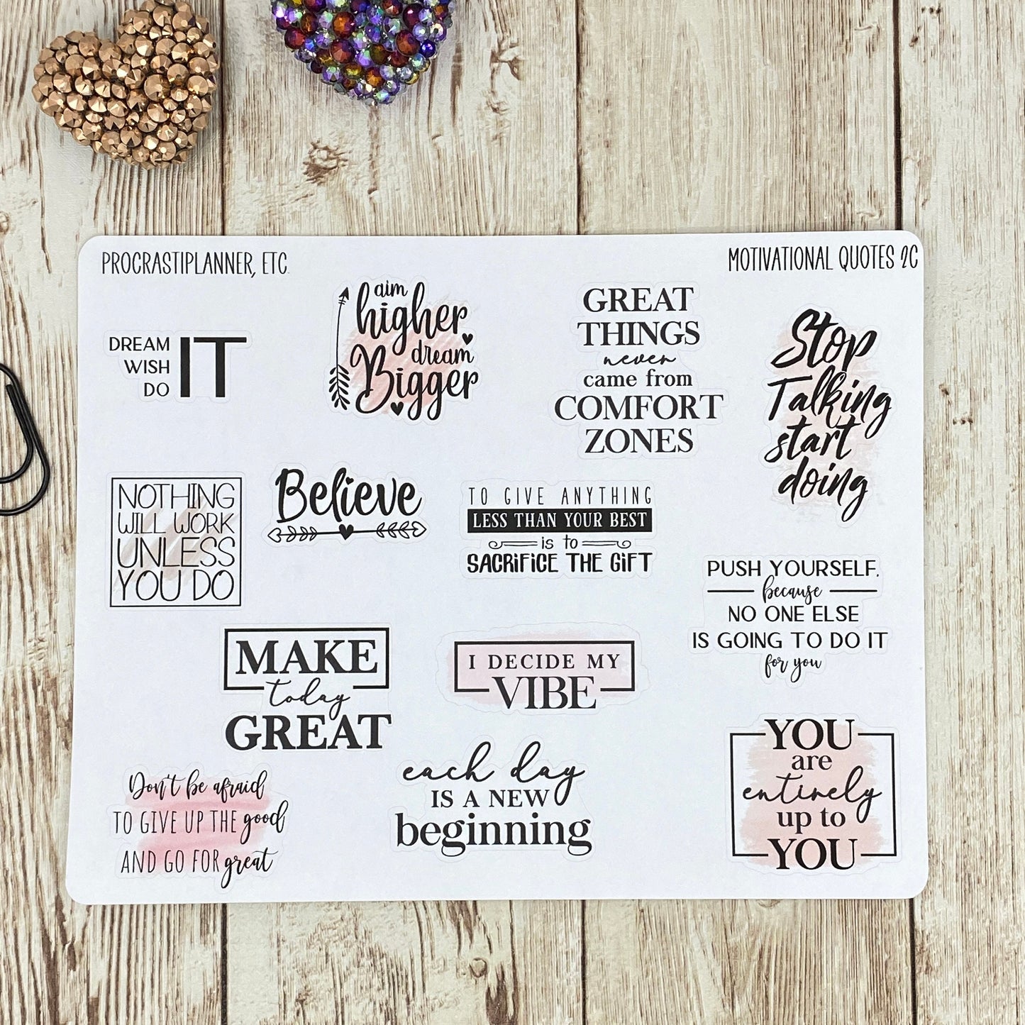 Motivational Quotes 2 Planner Stickers - Clear or White Matte Paper for Bullet Journals, Notebooks and Planners