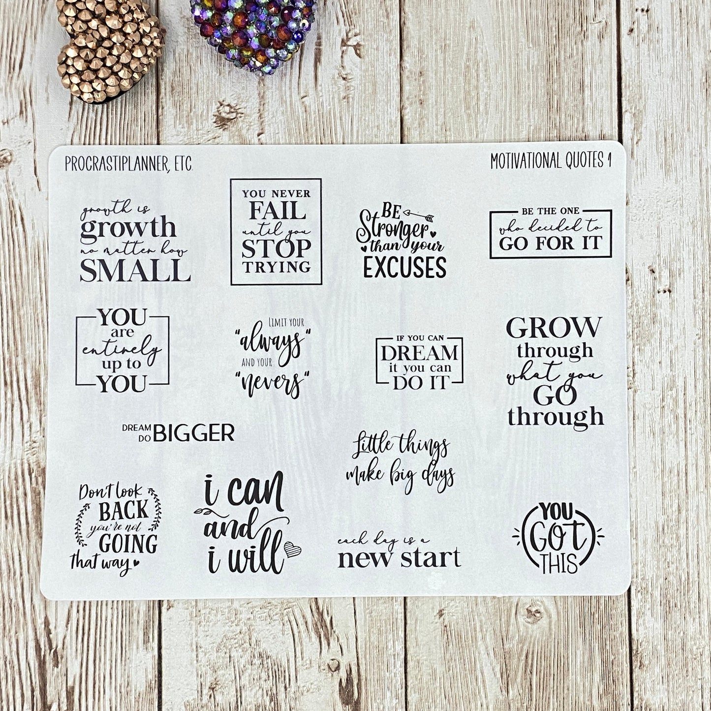 Motivational Quotes 1 Planner Stickers - Clear or White Matte Paper for Bullet Journals, Notebooks and Planners