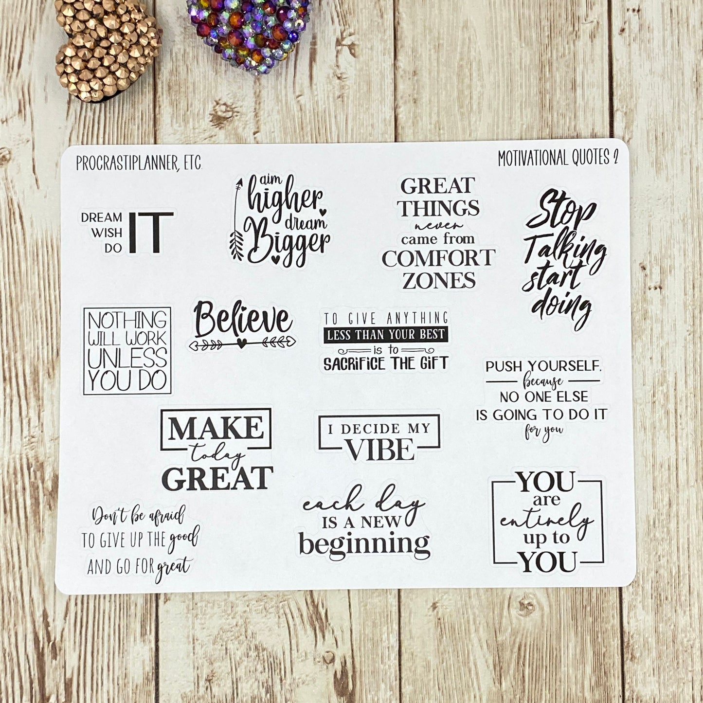 Motivational Quotes 2 Planner Stickers - Clear or White Matte Paper for Bullet Journals, Notebooks and Planners
