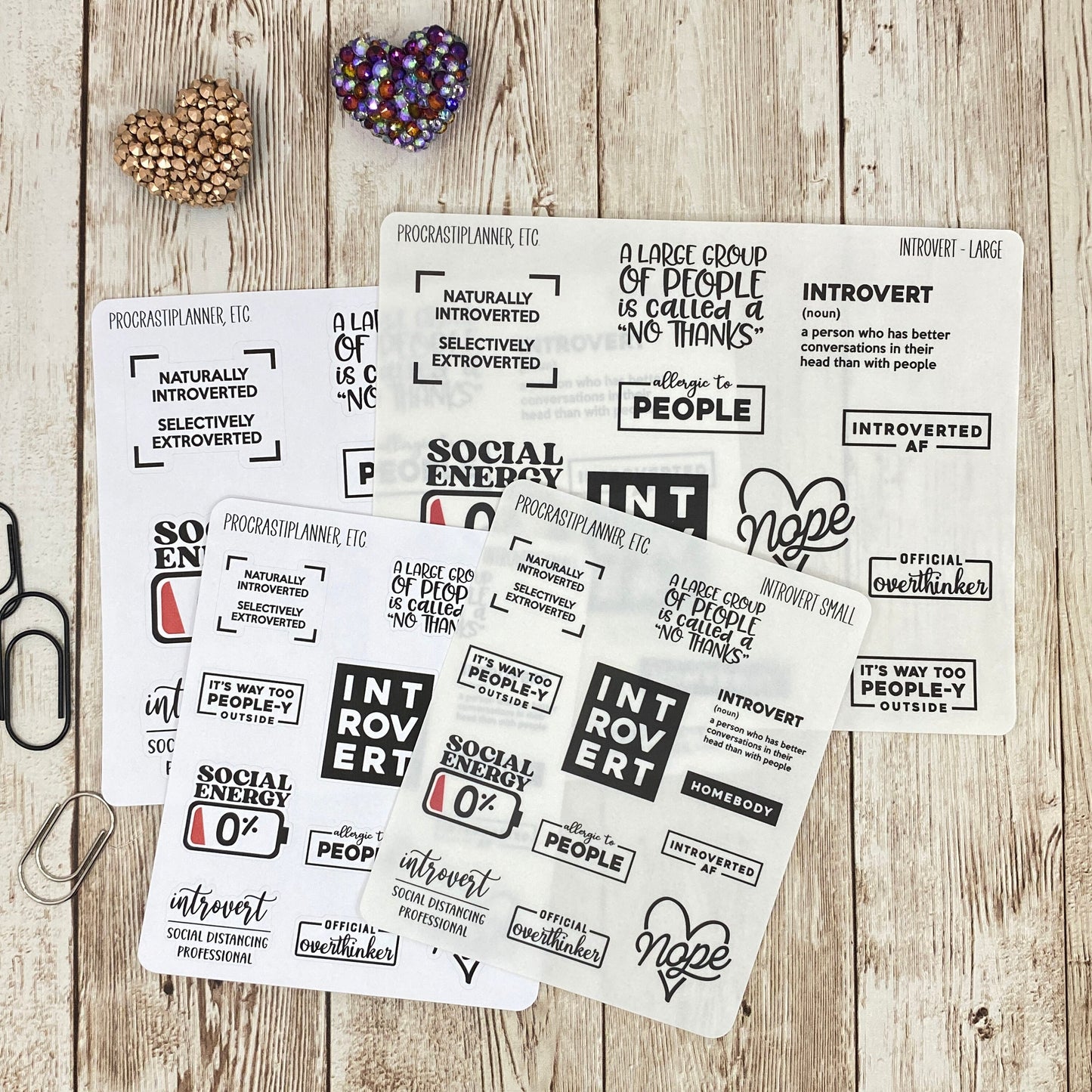 Introvert Quotes Planner Stickers Stickers - Clear or White Matte Paper for Bullet Journals, Notebooks and Planners