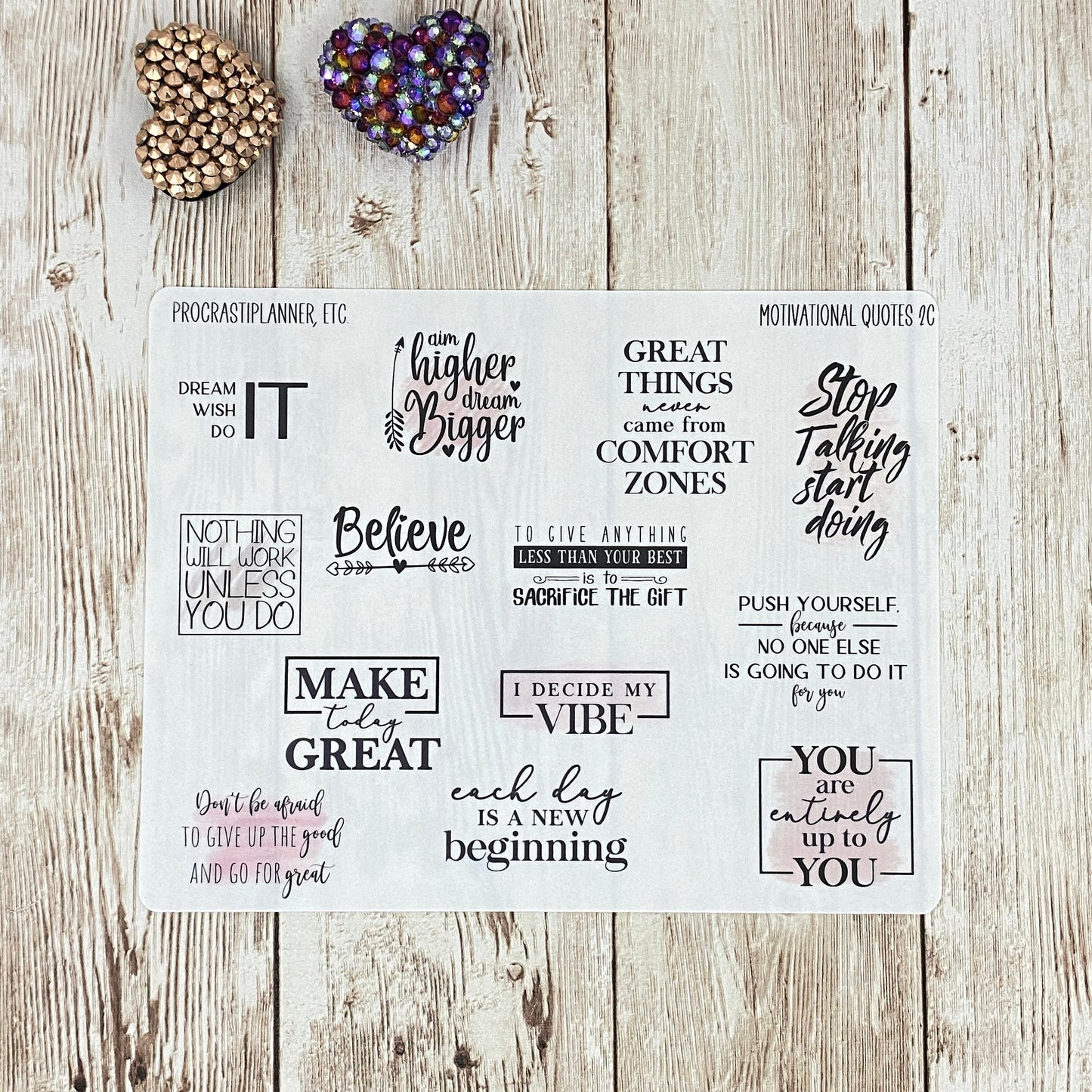 Motivational Quotes 2 Planner Stickers - Clear or White Matte Paper for Bullet Journals, Notebooks and Planners