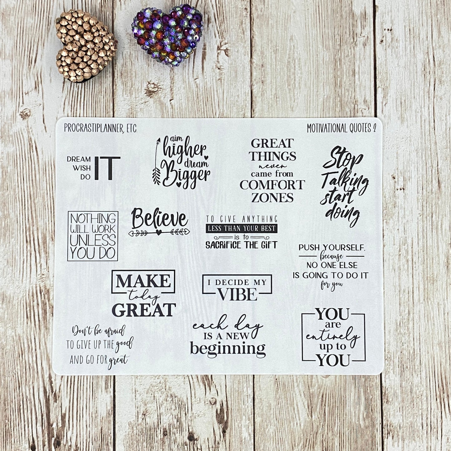 Motivational Quotes 2 Planner Stickers - Clear or White Matte Paper for Bullet Journals, Notebooks and Planners