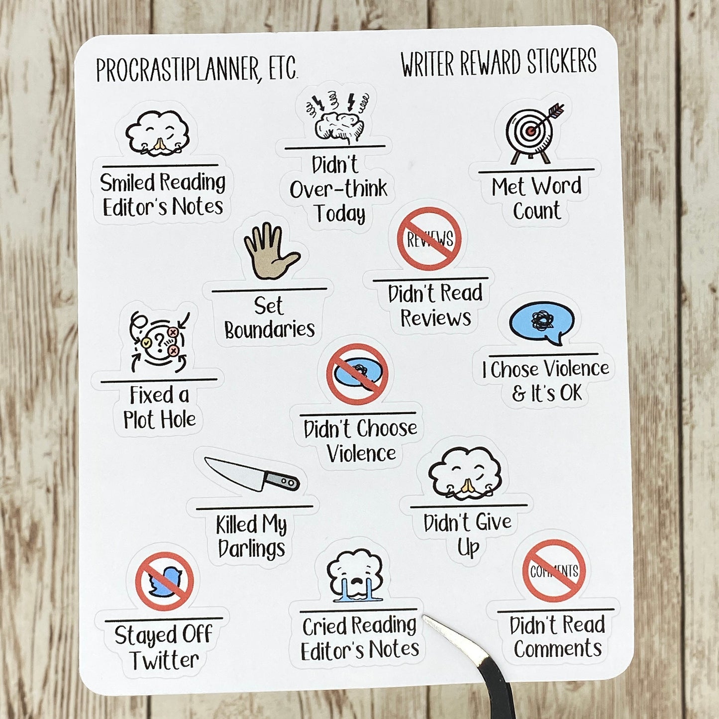 Humorous Writer Rewards - Planner Stickers for Agendas, Journals and Scrapbooking