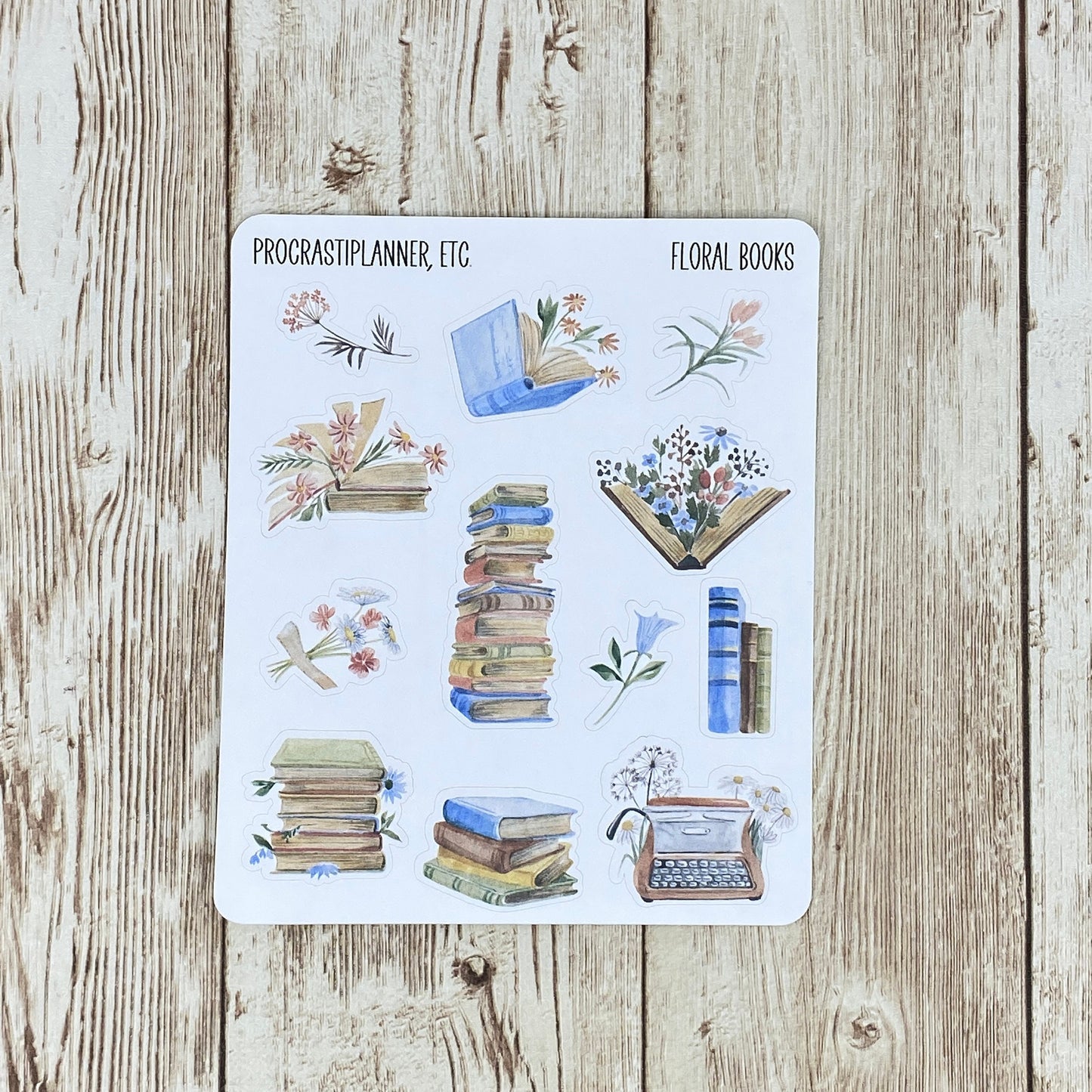 Floral Books Planner Stickers