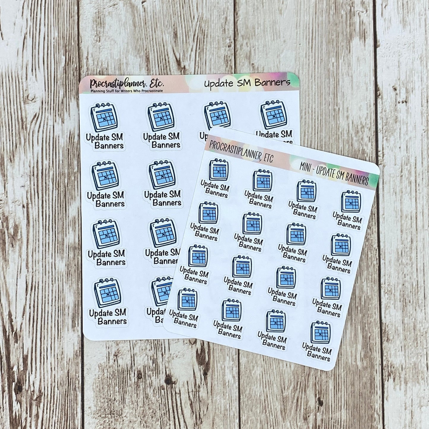 Update Social Media Banners Book Launch Planner Stickers Regular and Mini Size