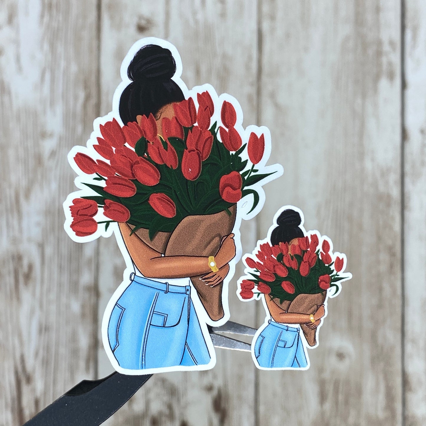 Melanin Flowers Black Women Floral Bouquet Planner Stickers
