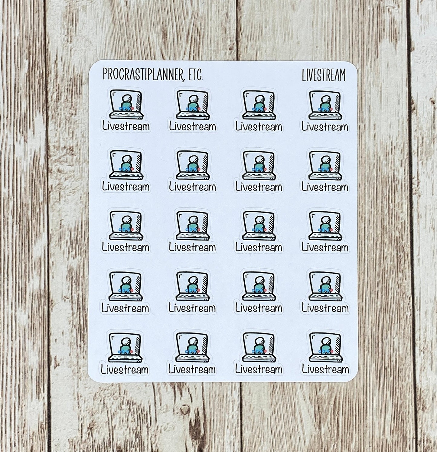 Livestream Planner Stickers in Regular or Mini Sizes for Authors Social Media Tracking