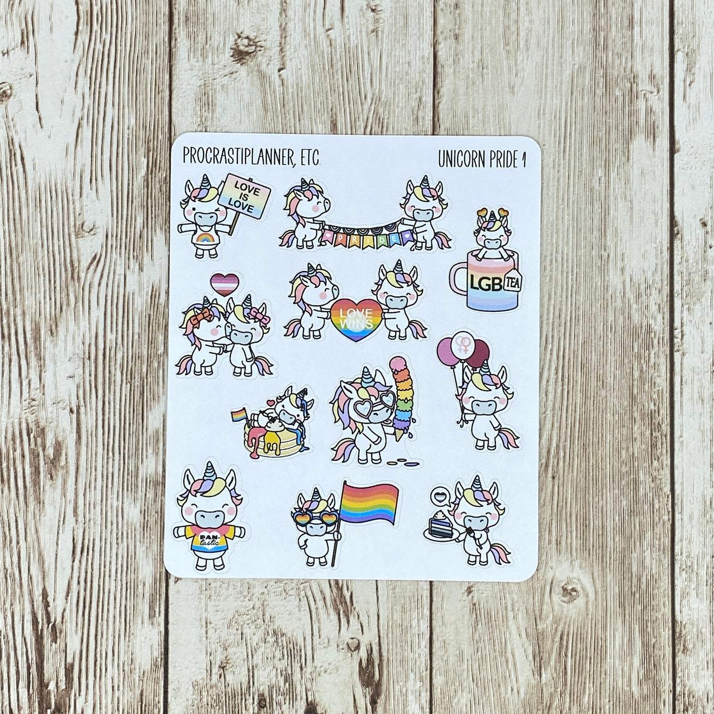 Unicorn Pride Planner Stickers for Agendas or Journals