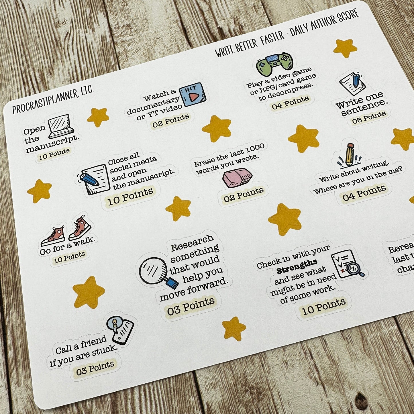 Write Better Faster Daily Author Score Planner Stickers